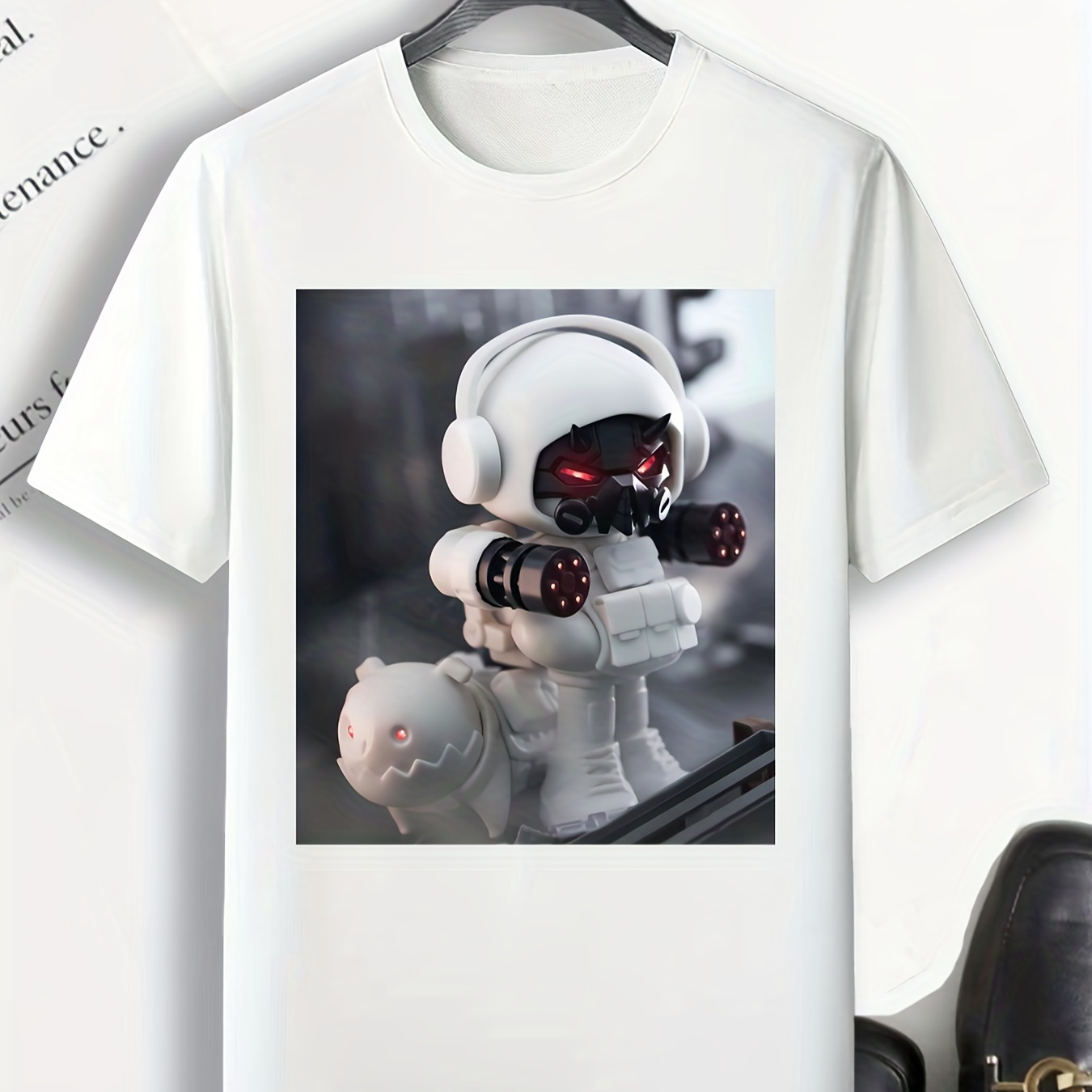 Little Astronaut Dog Print Mens Graphic Design Crew Neck T Shirt