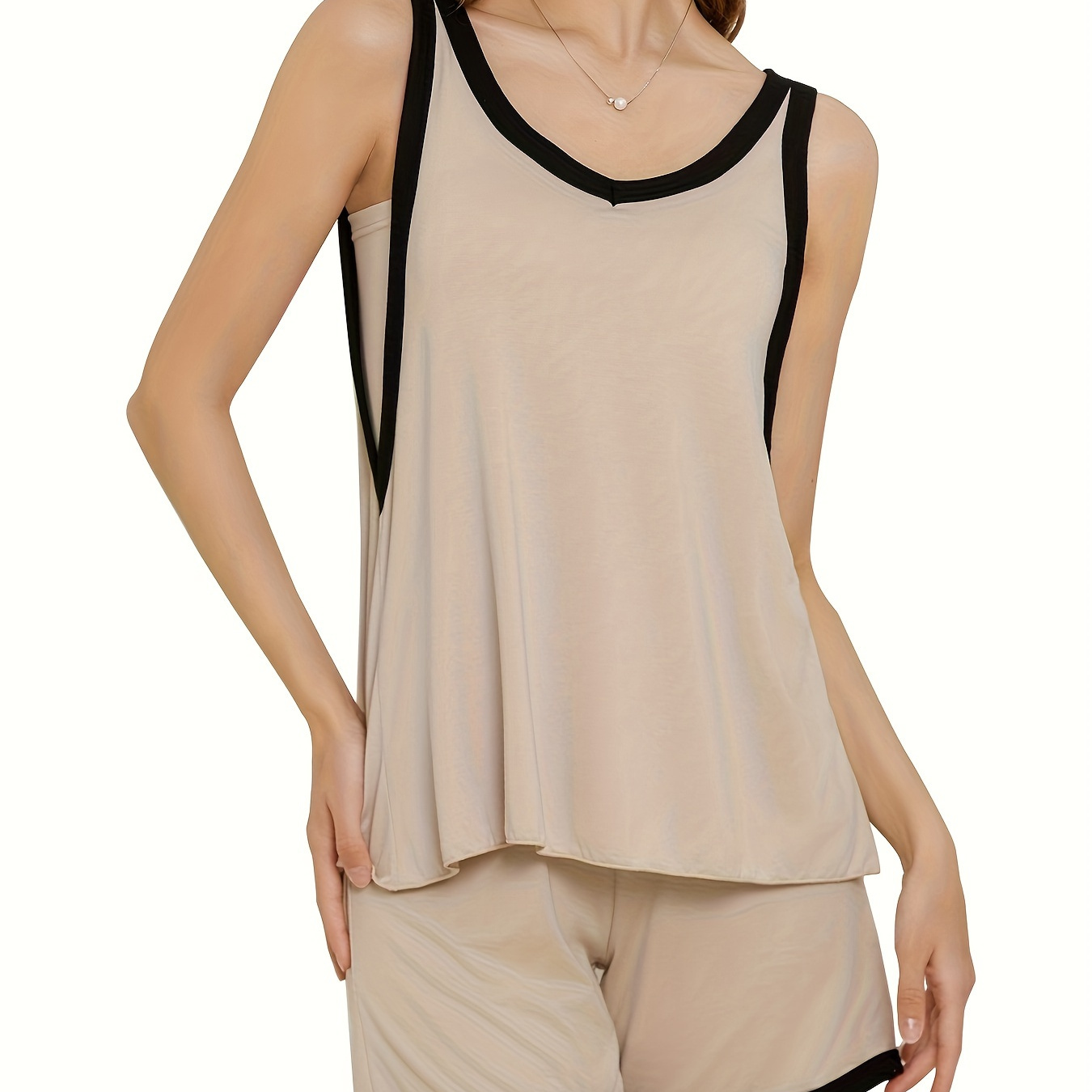 

Women's 2pcs Pajamas Lounge Sets Sleepwear Sleeveless Strap Tank Top And Shorts