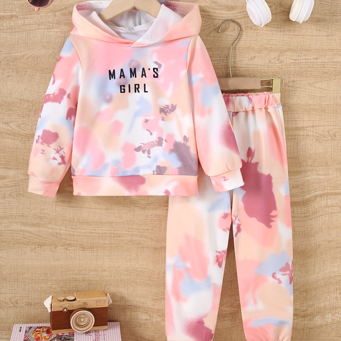 

' Tie-dye Letter And Pants Set, Pullover Waist, Long , Regular Fit, No , Long Pants, & , / Outfit , For