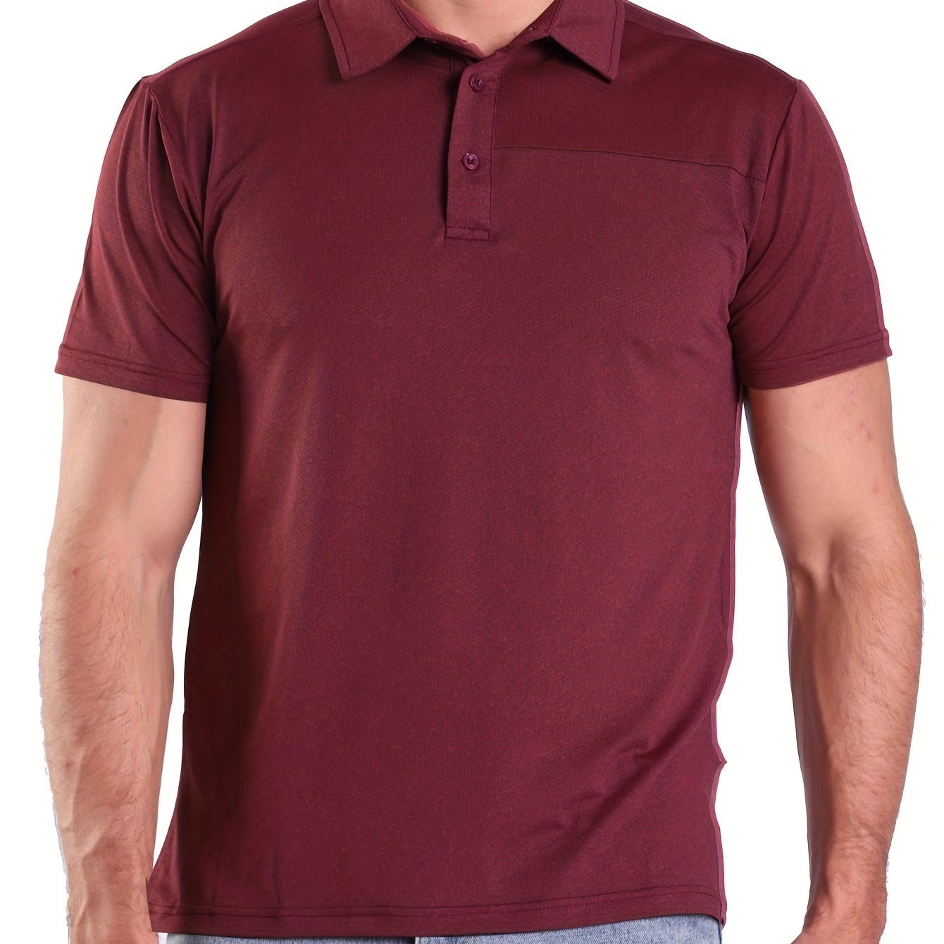 

Cotton Blend Men's Solid Lightweight Casual Short Sleeve Lapel Golf Shirt For Summer Outdoor