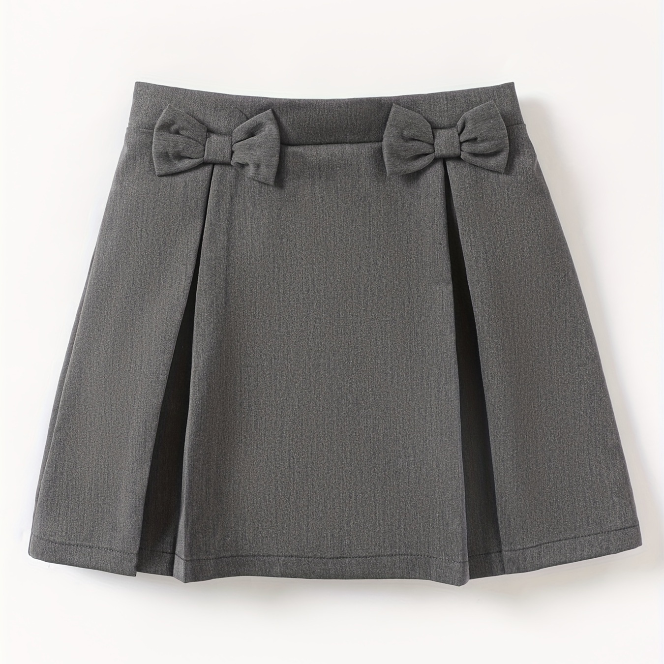 

Kid Girl Bow Decor Solid Pleated Skirt