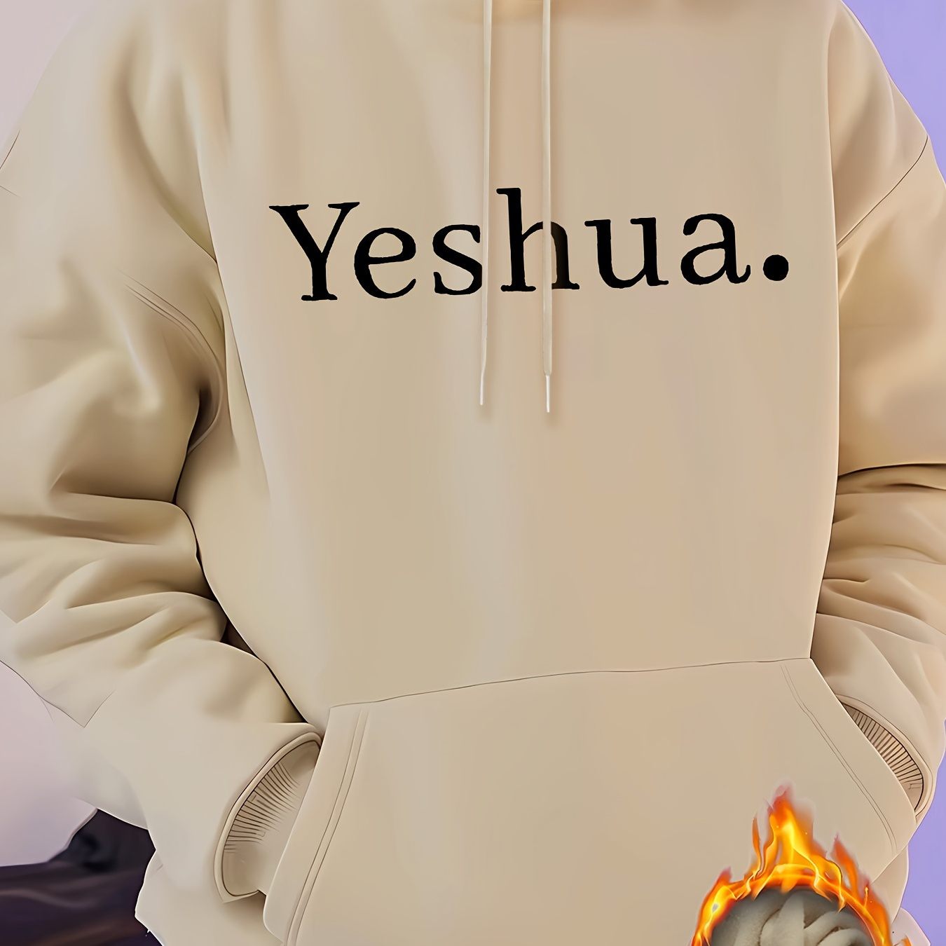 

Yeshua Print Kangaroo Pocket Hoodie, Casual Long Sleeve Hoodies Pullover Sweatshirt, Men's Clothing, For Fall Winter