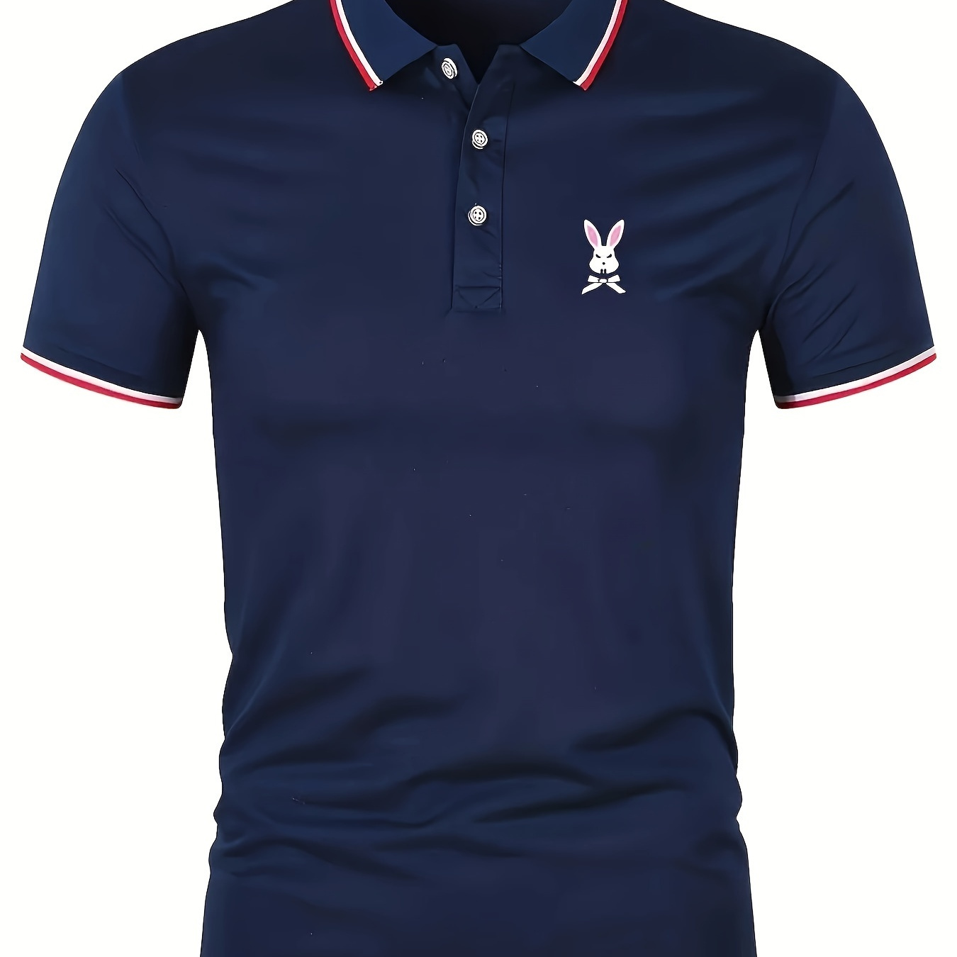 

Rabbit Print Summer Men's Fashionable Lapel Short Sleeve Golf T-shirt, Suitable For Commercial Entertainment Occasions, Such As Tennis And Golf, Men's Clothing, As Gifts