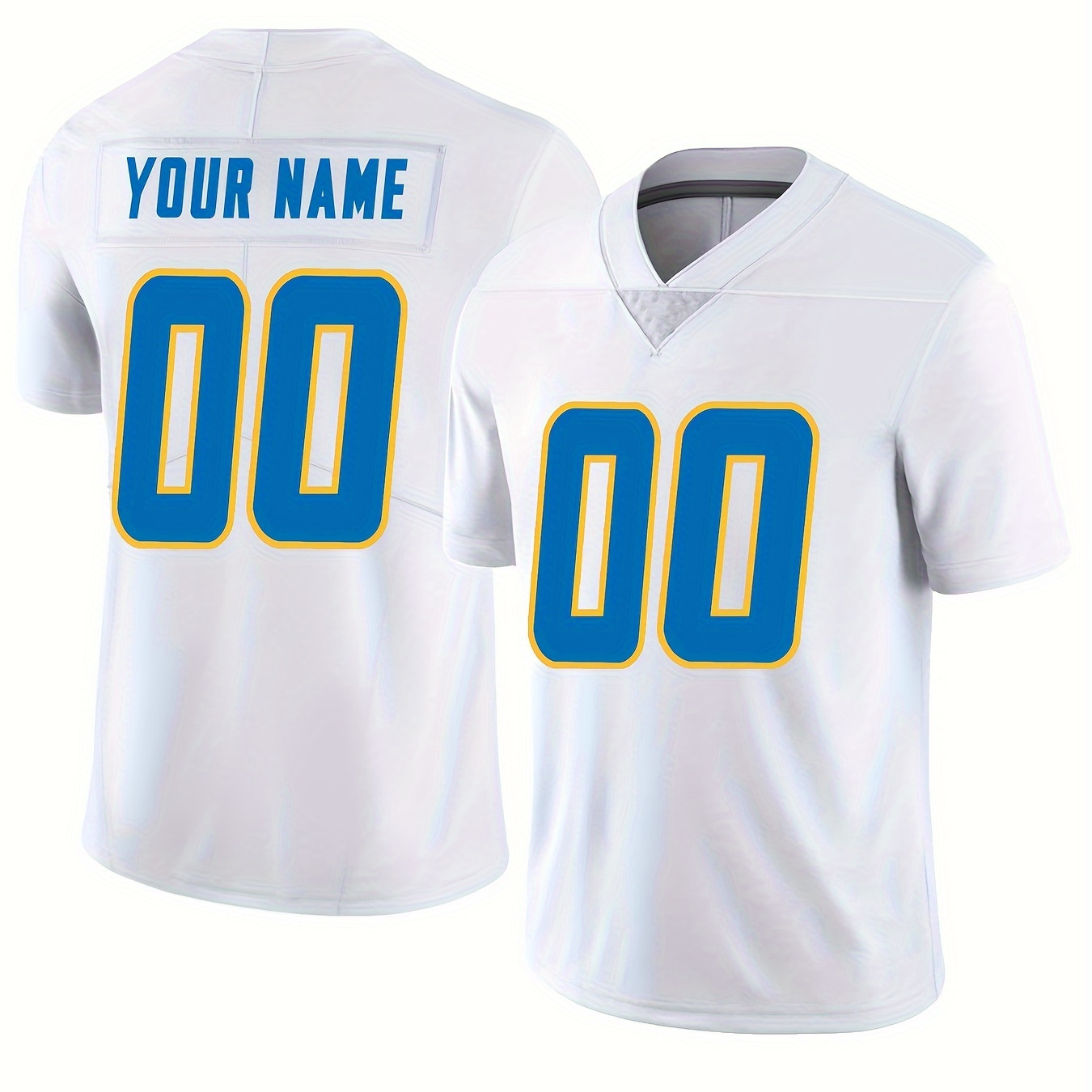 

Customizable Name And Number Design, Men's Short Sleeve Loose V-neck Embroidery Personalized American Football Jersey, Outdoor Rugby Jersey For Team Training
