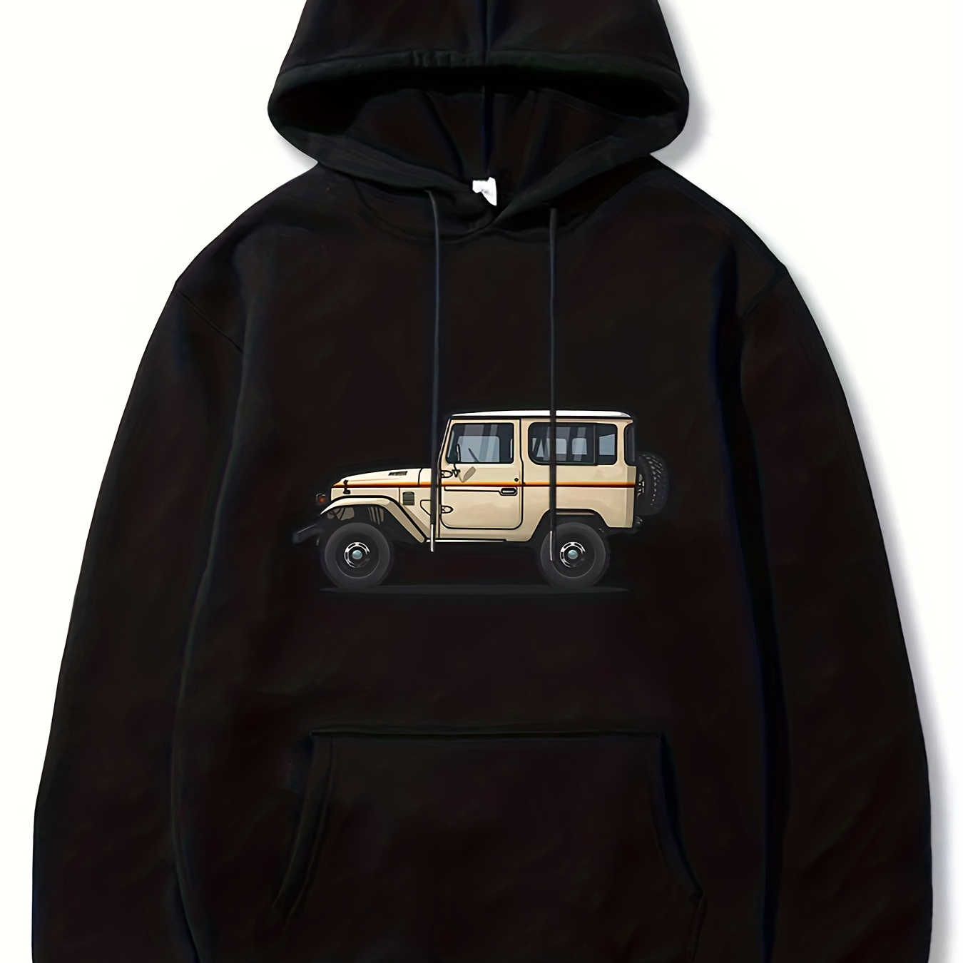 

Creative Car Pattern Men's Casual Hooded Sweatshirt, Male Spring Fall Clothing