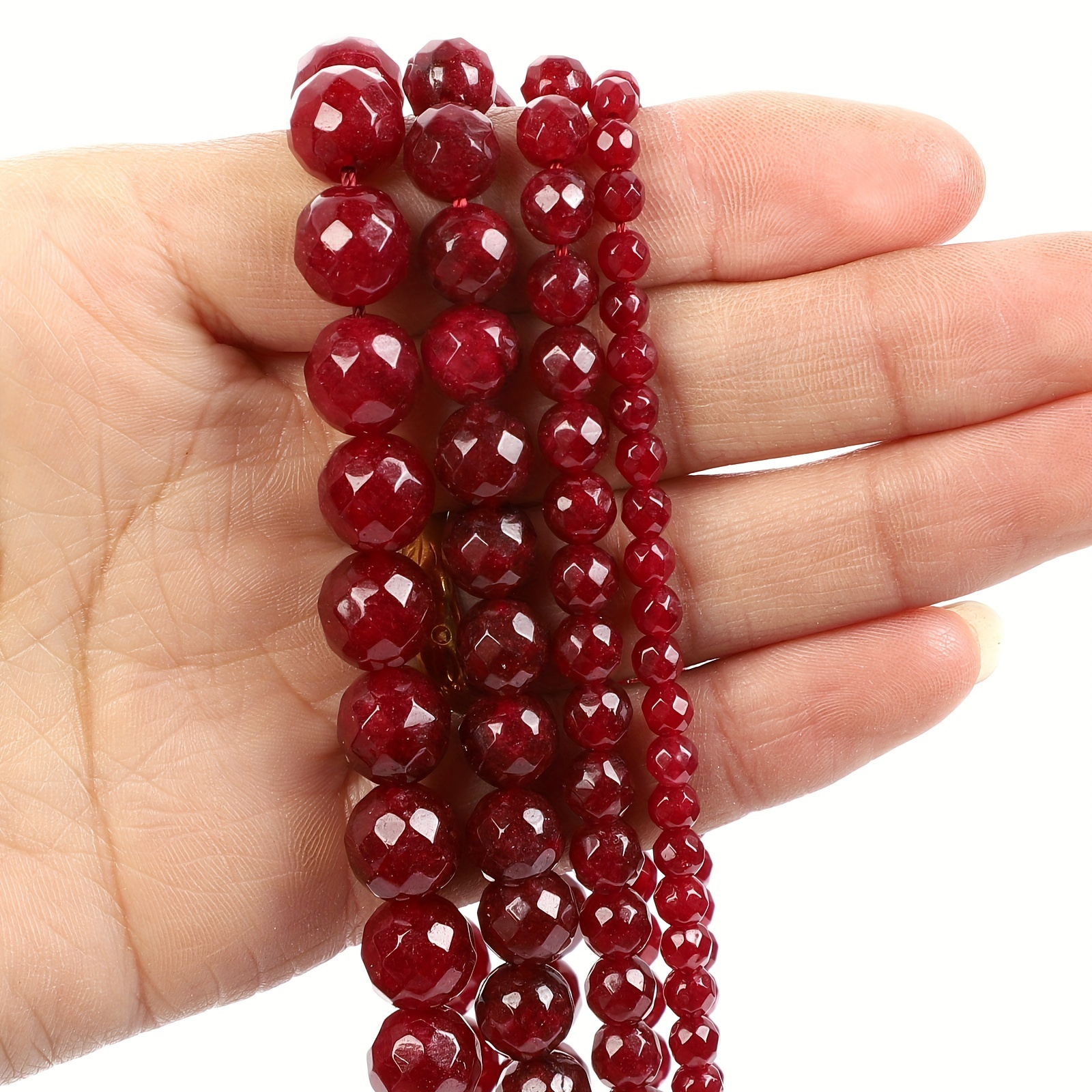 Red Cinnabar Stone Round Beads For Jewelry Making Diy Unique - Temu