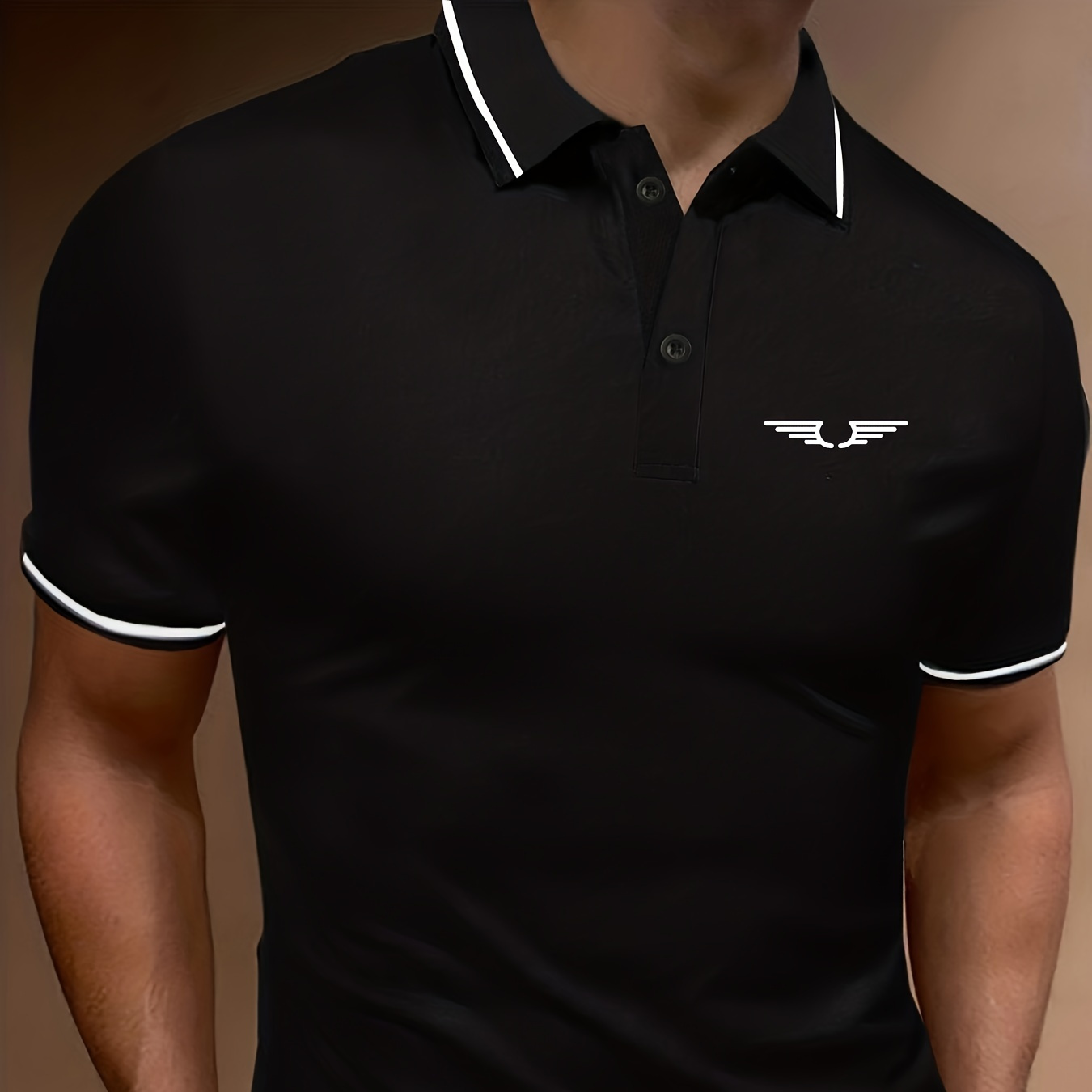 

Chemise polo à manches courtes légère avec imprimé ailes tendance pour hommes, idéale pour l'été