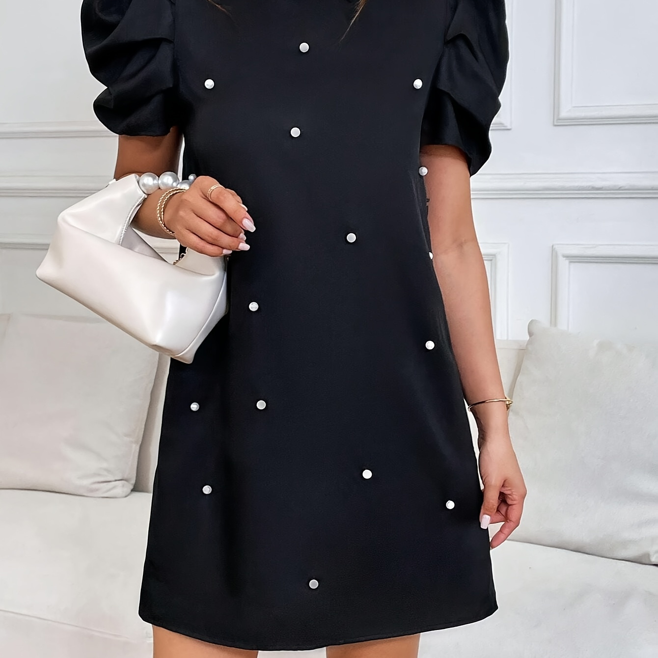 

Pearl Beaded Sleeve Dress