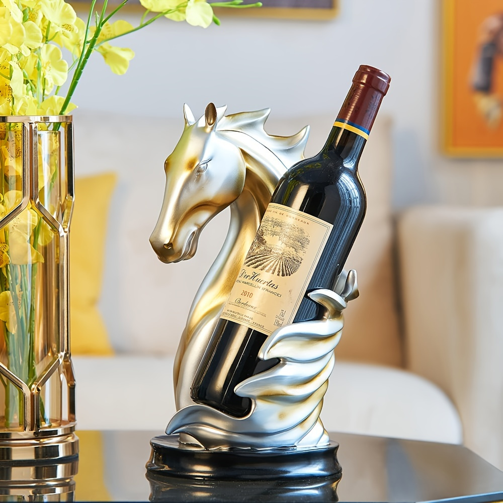 1pc  ディスプレイ棚ワインホルダー動物像クリエイティブワインボトルラックホルダーキッチンダイニングバーバー用品ワインラック馬の形のワインホルダー、ホームキッチン用品