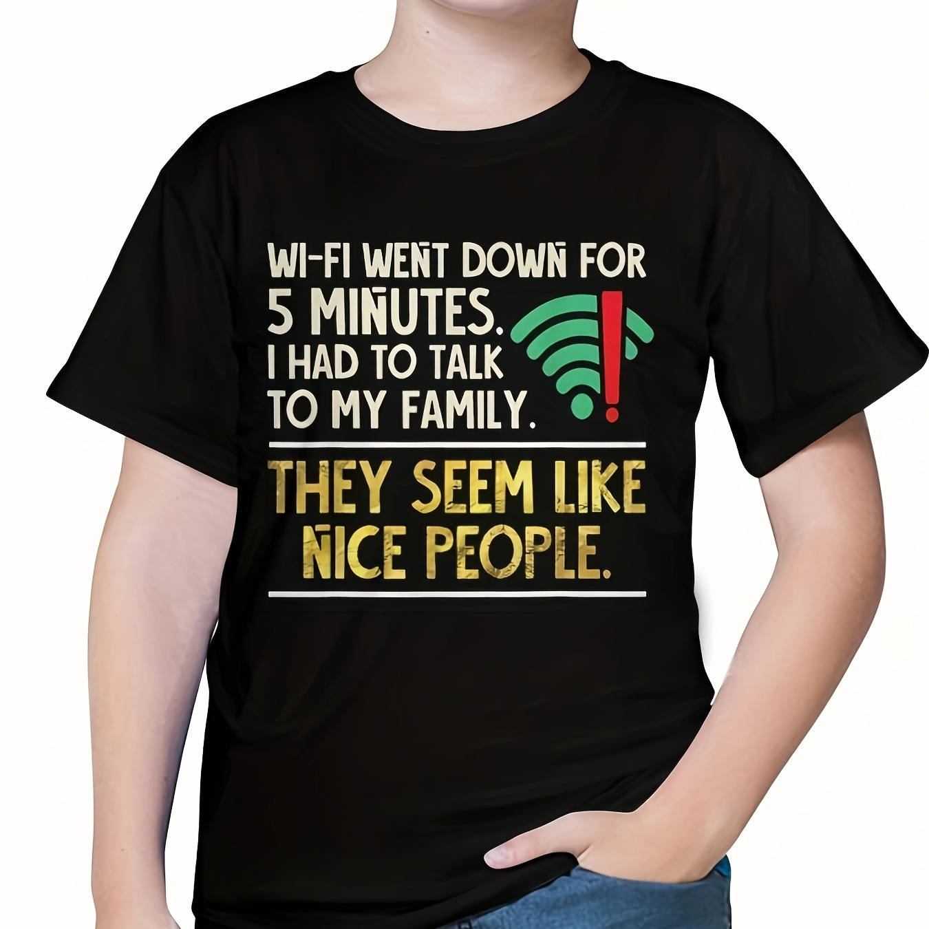 

Wifi Down To People T-shirt For , Soft Fabric, Breathable, Comfortable Short Sleeve Tees Summer, Birthday Gift To Teens