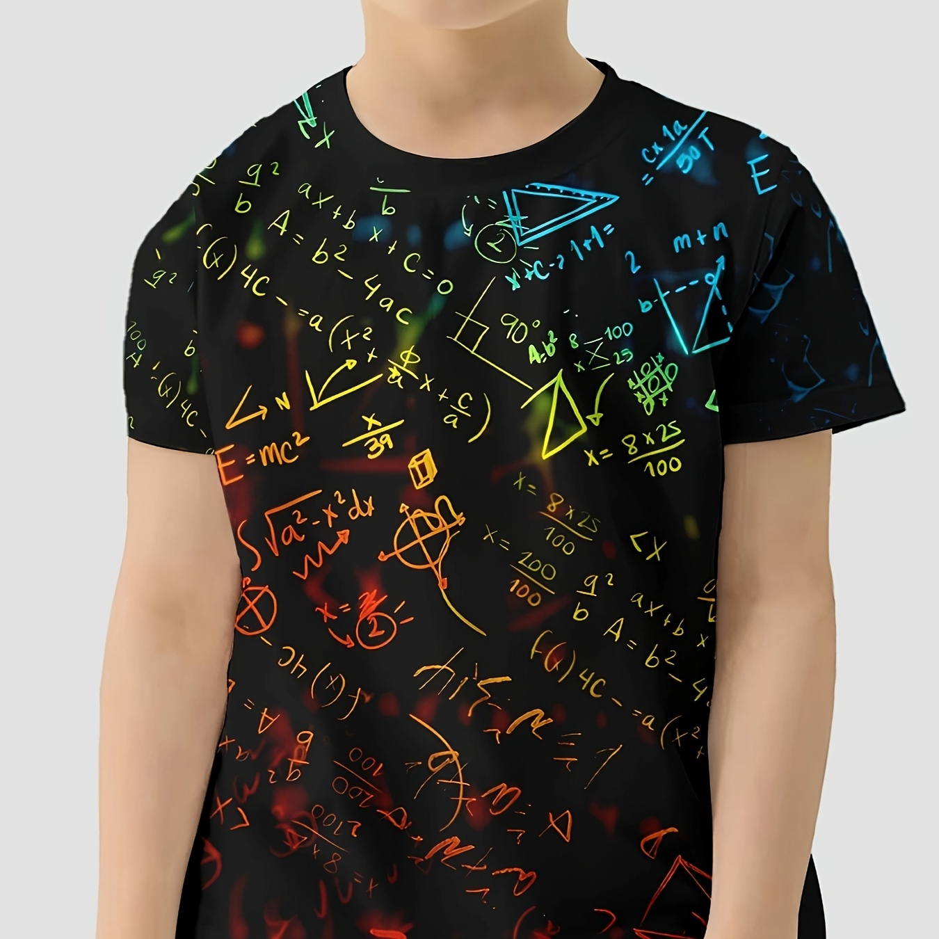 

Mathematical Formula 3d Print Boy's Leisure Short Sleeve Sports T-shirt - Comfortable Summer Outdoor Clothing