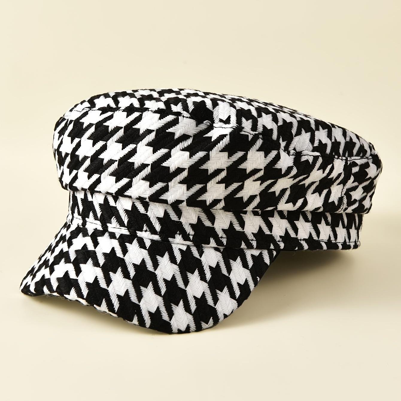 

Houndstooth Newsboy Cap Women's Elegant Military Style Hats Breathable Painters Hats