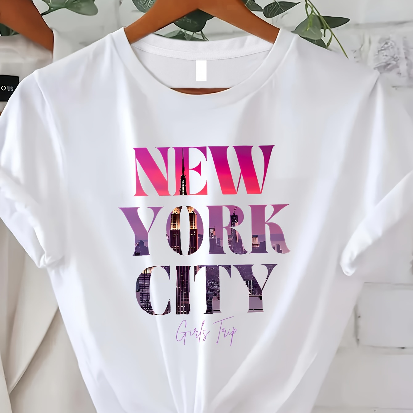 

Letter Print T-shirt, Short Sleeve Crew Neck Casual Top For Summer & Spring, Women's Clothing