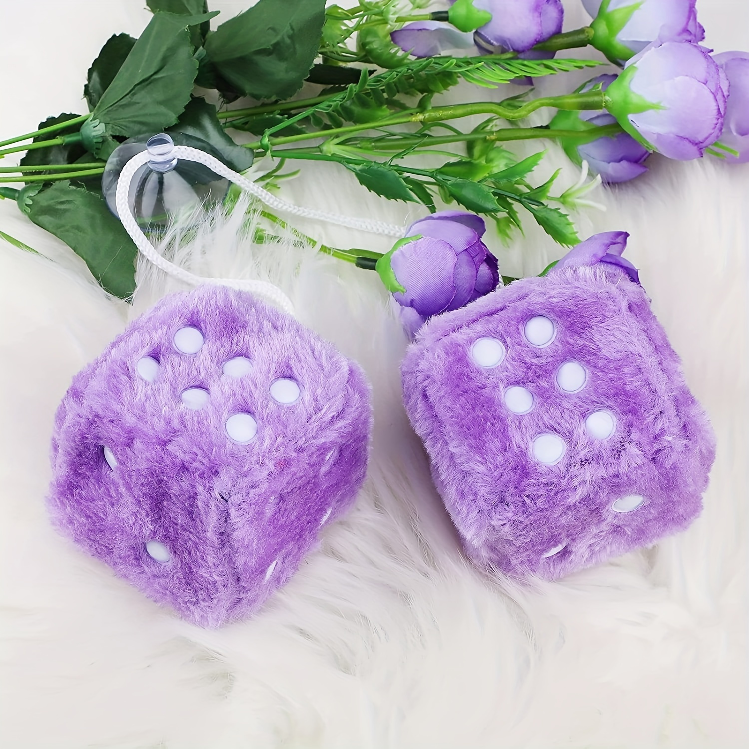 

Retro Car Interior Decoration: Pair Of Furry Dice For Hanging In Your Mirrors
