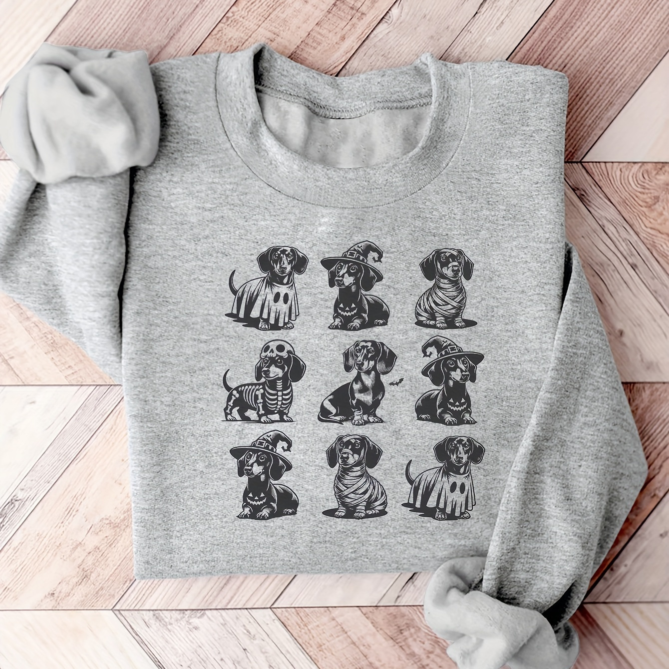 

Dachshund Sweatshirt, Crew Neck Casual Sweatshirt For Winter & Fall, Women's Clothing