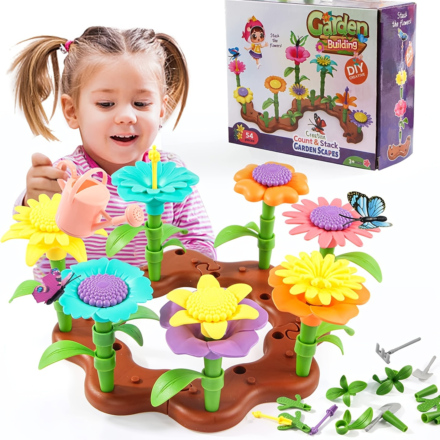 Juguetes para niñas de 3, 4, 5, 6 años, regalo de cumpleaños, 81 piezas de  juguetes de construcción de jardín de flores para niñas de 1-3, 3-5