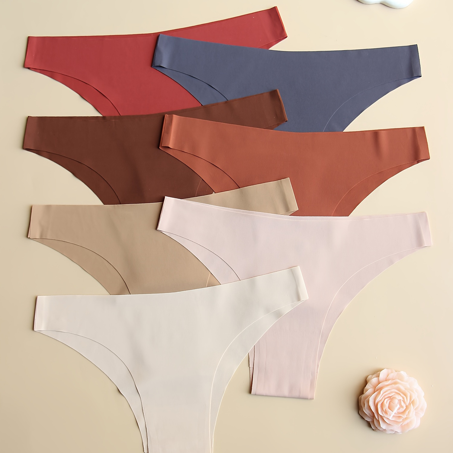 

7-pack Seamless Women's Panties, Low-rise, Stretchy, Solid Color, No-track, Comfortable, Breathable, Soft, Simple Style Underwear Set