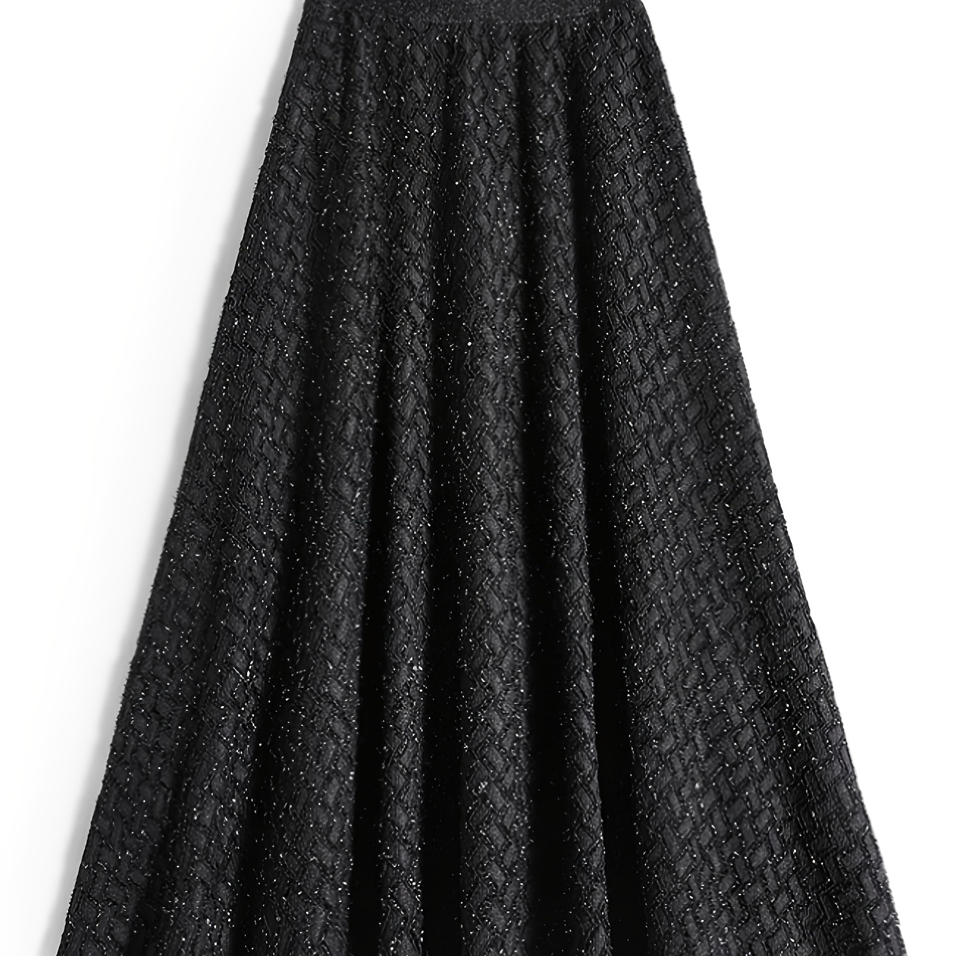 

Lightweight Design| Women's Elegant High-waist A-line Skirt - Black, Glittery Texture, , Polyester, Machine Washable