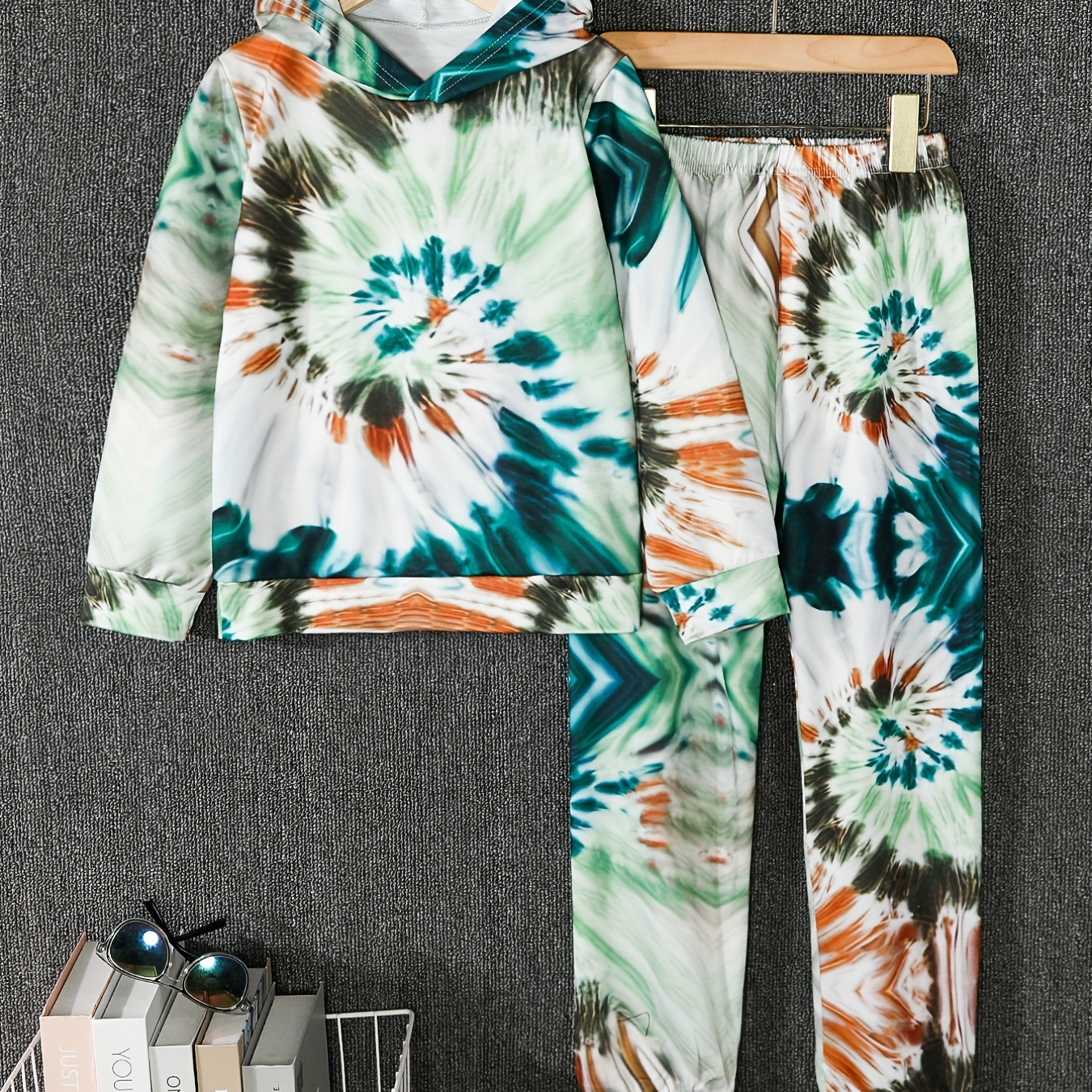

Boy's Tie-dye Trendy Outfit 2pcs, Hoodie & Sweatpants Set, Kid's Clothes For Spring Fall