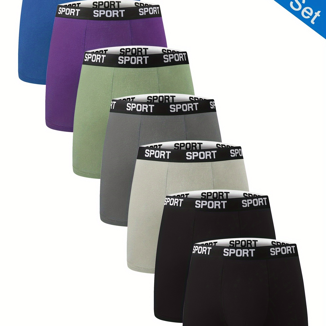 

7pcs Men's Long Boxer Briefs - Breathable & Quick-dry With Waistband, Sporty Assorted Colors - Soft, Lightweight, Moisture-wicking Polyester For Active