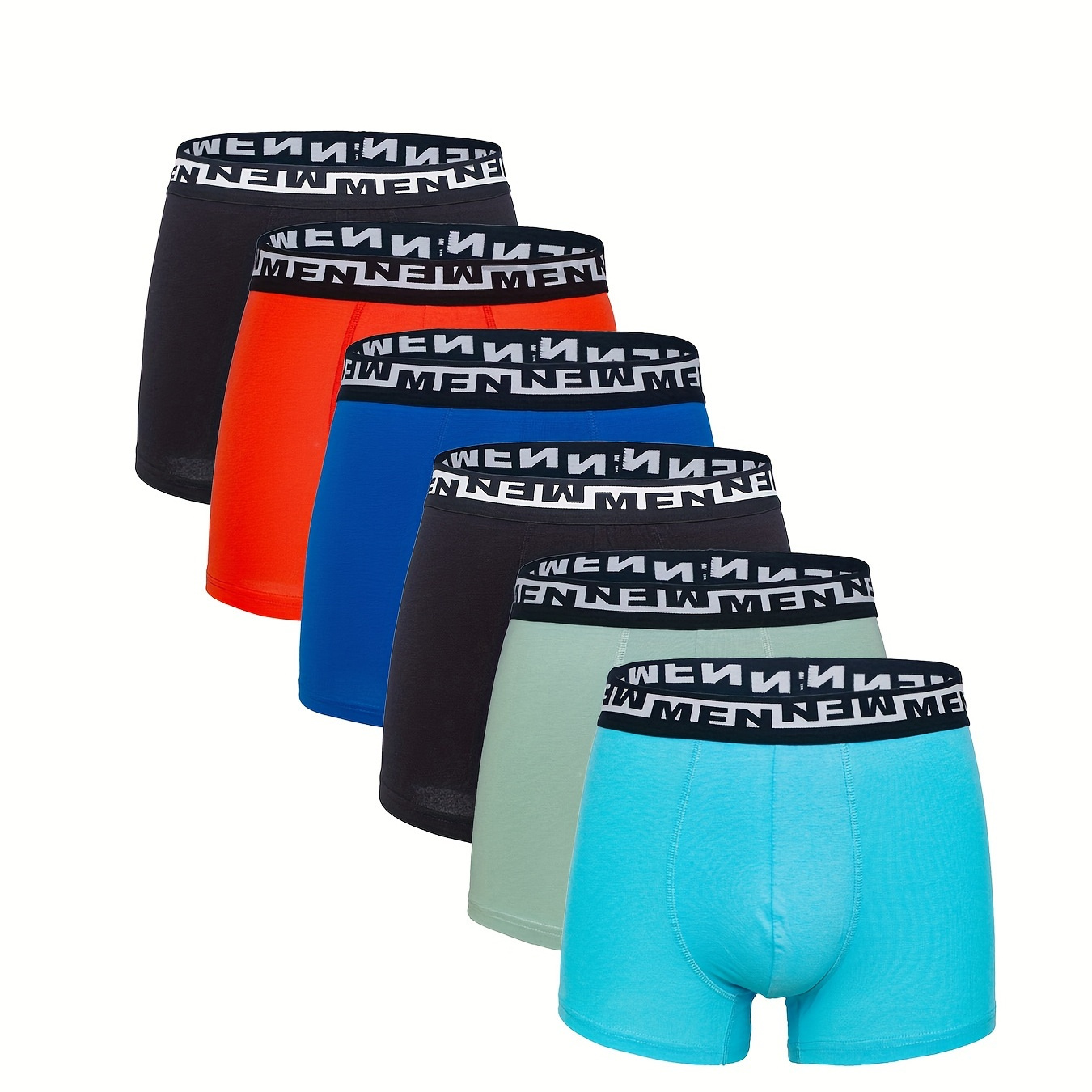 

Stylish Multi-color Cotton Series - 6 Pcs Men's Classic Letter Print Boxer Briefs - Comfy & Antibacterial Underwear Set