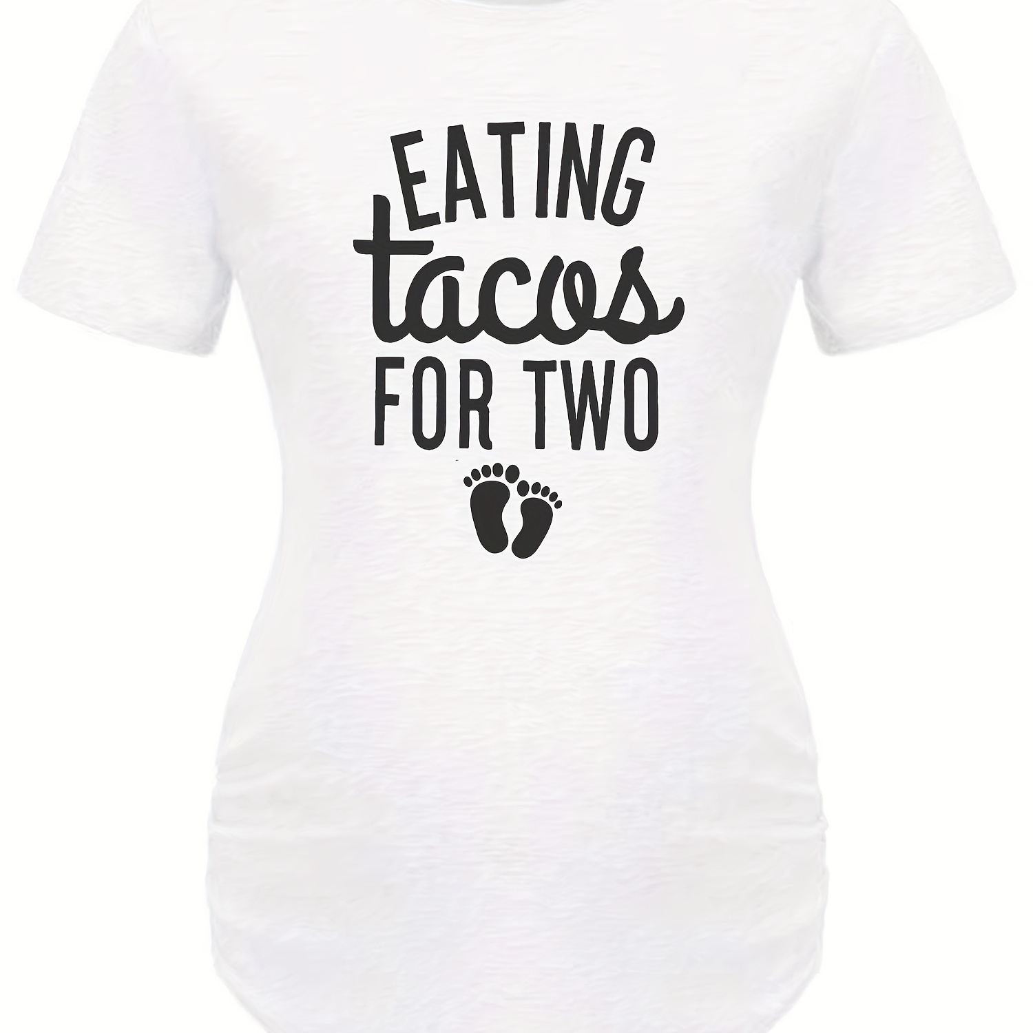 

eating Tacos For Two" Maternity Cute Graphic Letter Print T-shirt - Pregnancy Announcement Short Sleeve Tees Tops