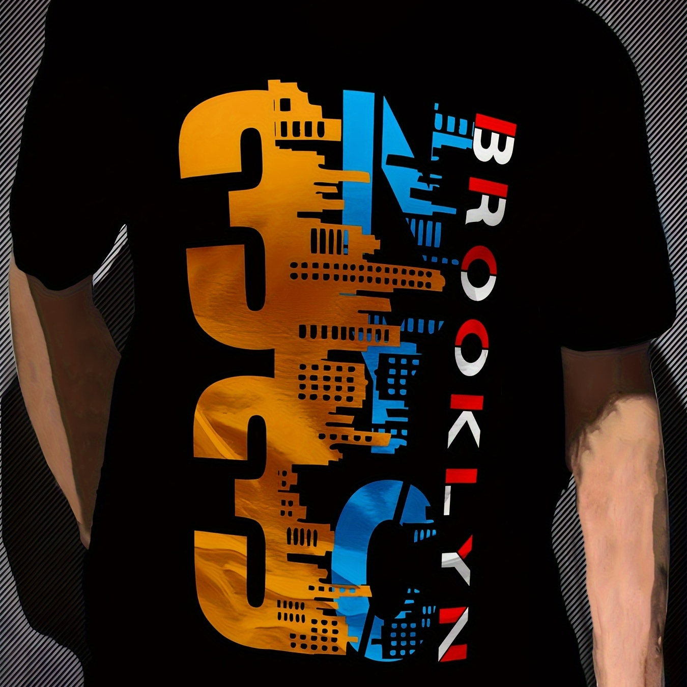 

Graphic T-shirt For Men - 100% Polyester Crew Neck Sports Tee With , Slight Stretch, Summer Casual & Sports Wear Tops - Regular Fit Knitted Fabric