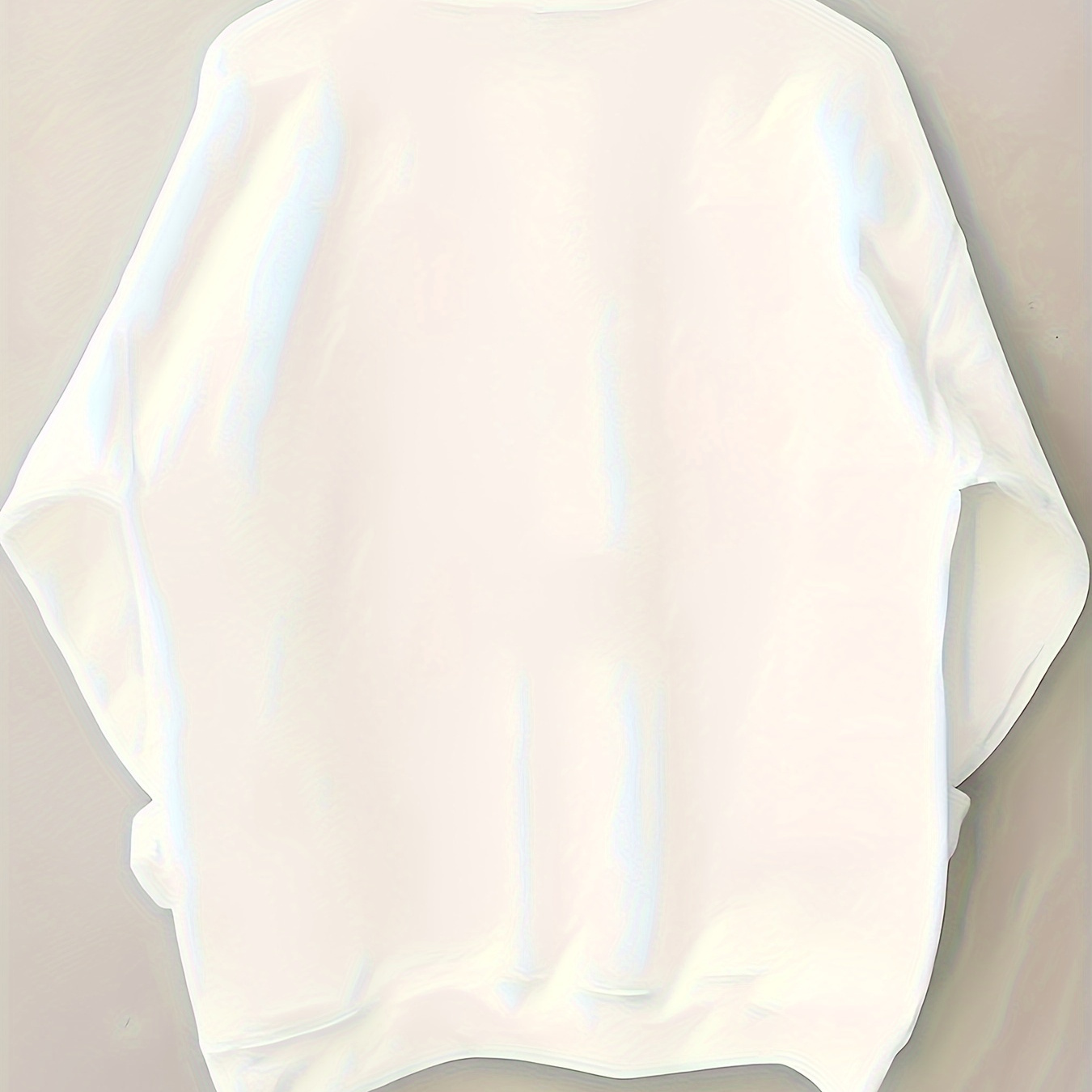 

Plain White Long Sleeve Sweatshirt With Round Neckline - Casual, Polyester Material, Regular Fit, Fall/winter Season