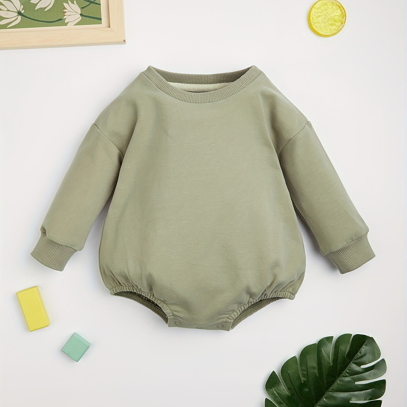 

Infant Baby Boys And Girls Solid Color Long Sleeve Triangle Rompers, Comfortable Cotton Soft Baby Triangle Jumpsuit