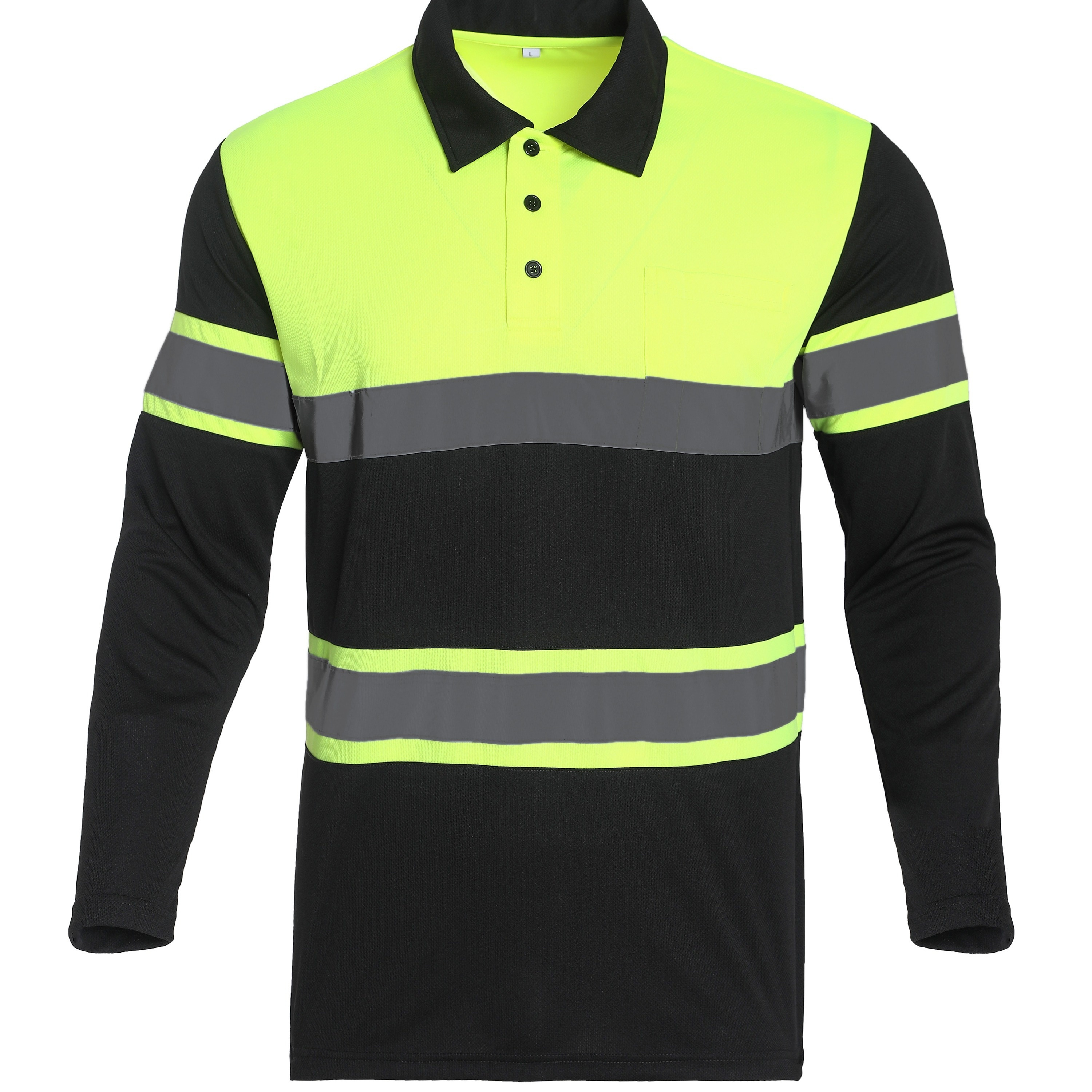 

Reflective Colorblock Long Sleeve Golf T-shirt For Work Day, Shipyards Clothing