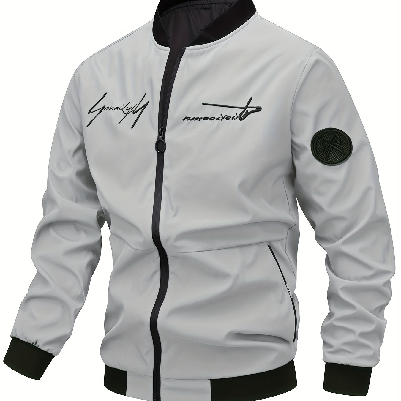 

Kid's Letter Embroidered Jacket, Trendy Outdoor Coat, Boy's Clothes For Spring Fall Outdoor