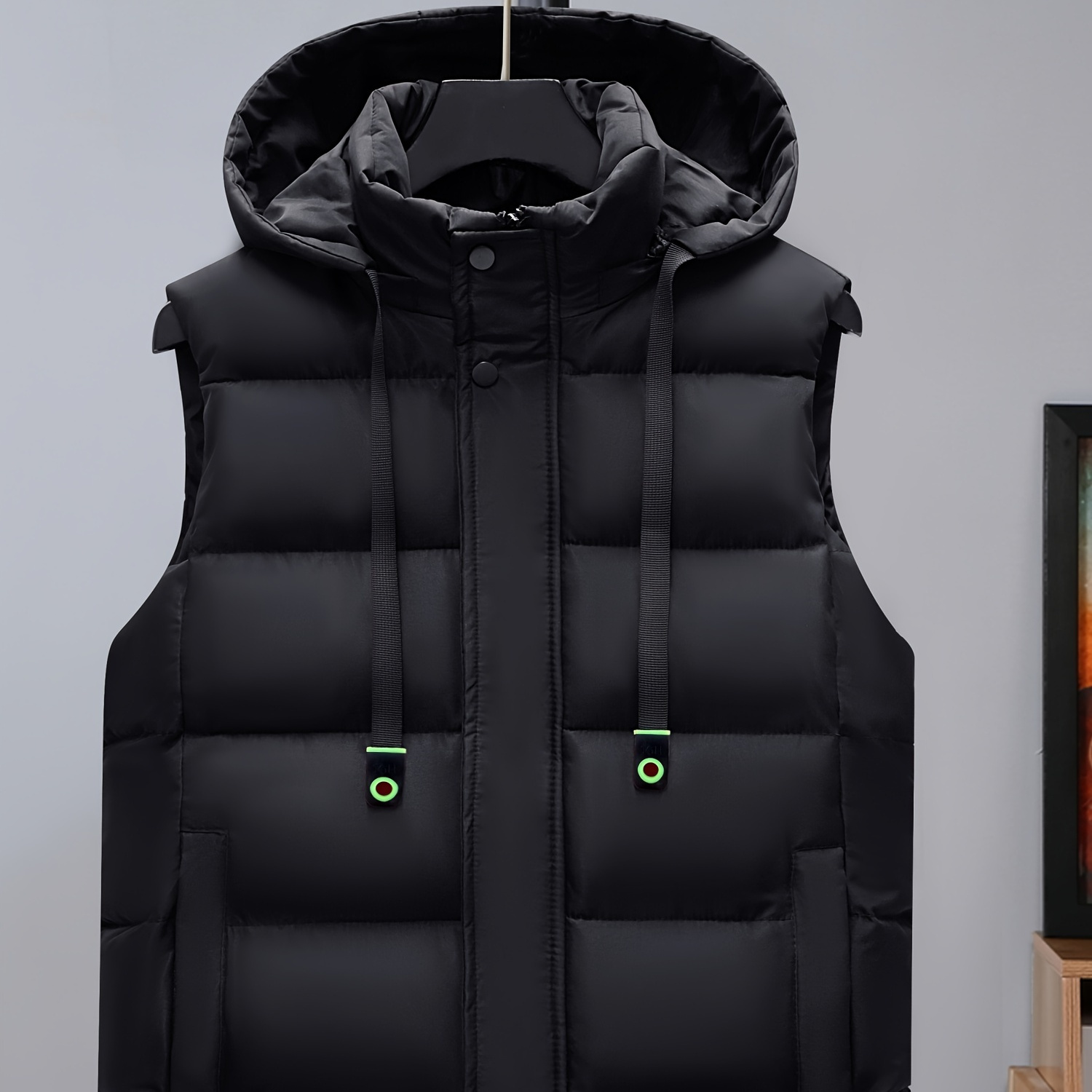 

1pc Gilet à décontracté - Veste matelassée épaisse et chaude l'/l'hiver - unie - Manteau et les activités de air, % non extensible -