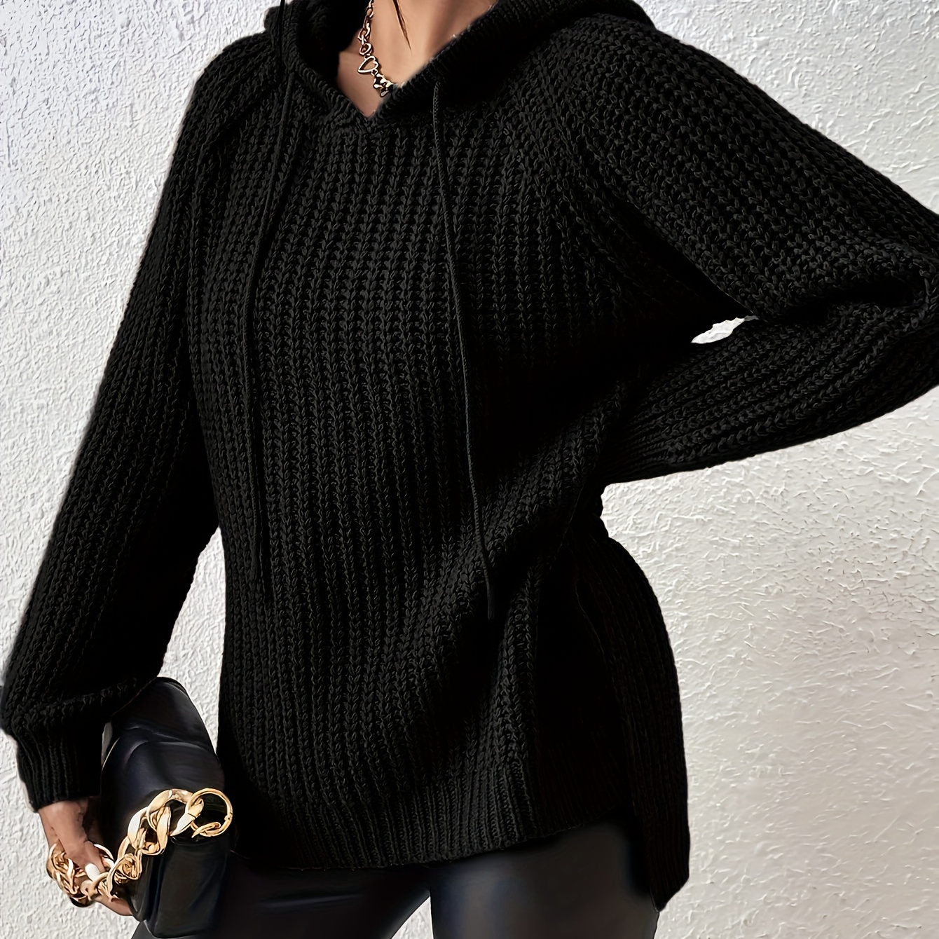 

Sweat à capuche de couleur unie, décontracté à manches longues pour l'automne et l'hiver, vêtements pour femmes