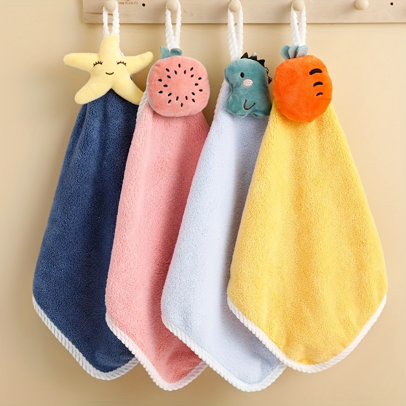 Cute Hand Towel With Hanging Loops, Creative Coral Fleece Hand Towel, Super  Absorbent Hand Towel, Suitable For Bathroom, Kitchen, Dormitory - Temu