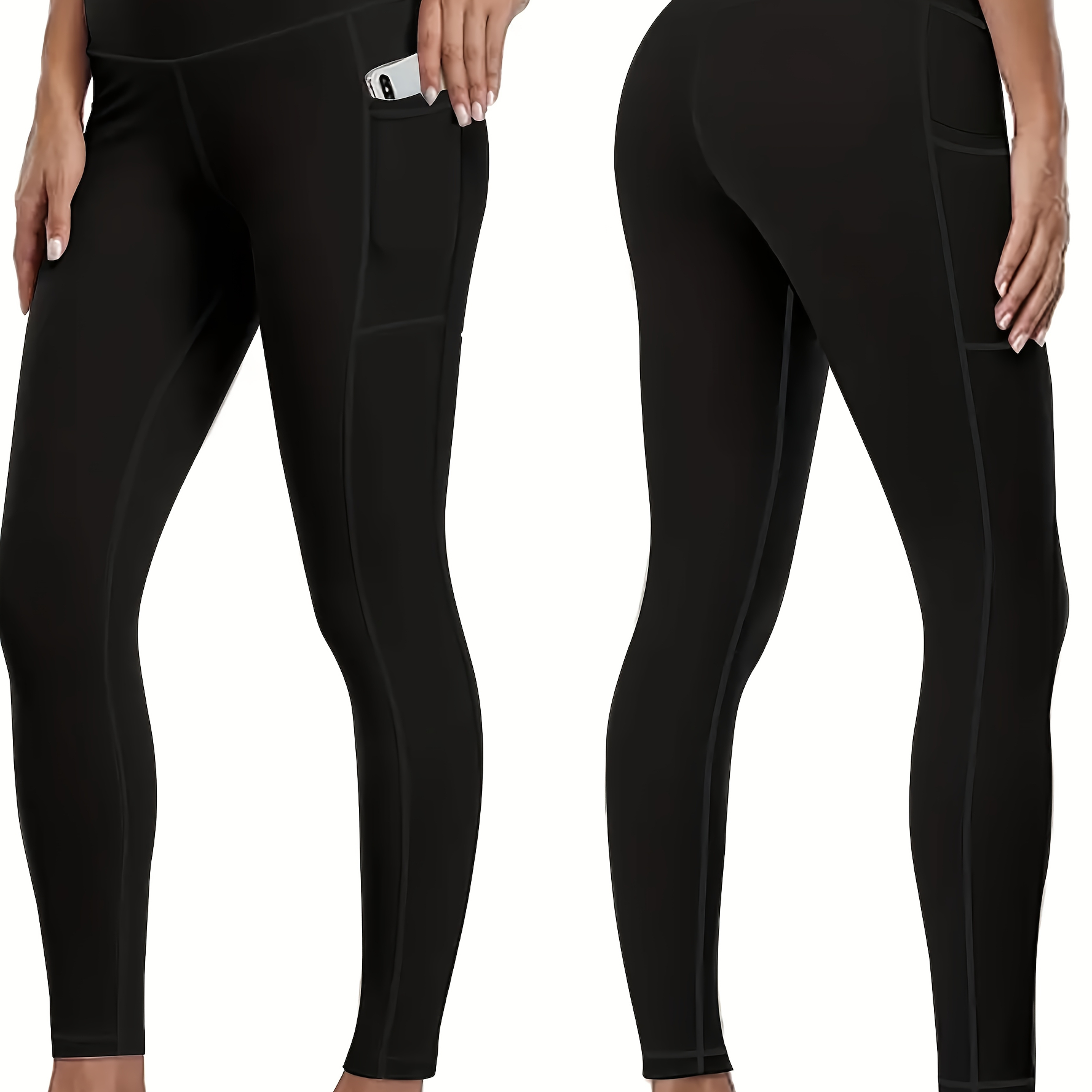 

High-waist Yoga Leggings With Pockets - , Stretchy & Breathable Activewear For Women, Running & Fitness