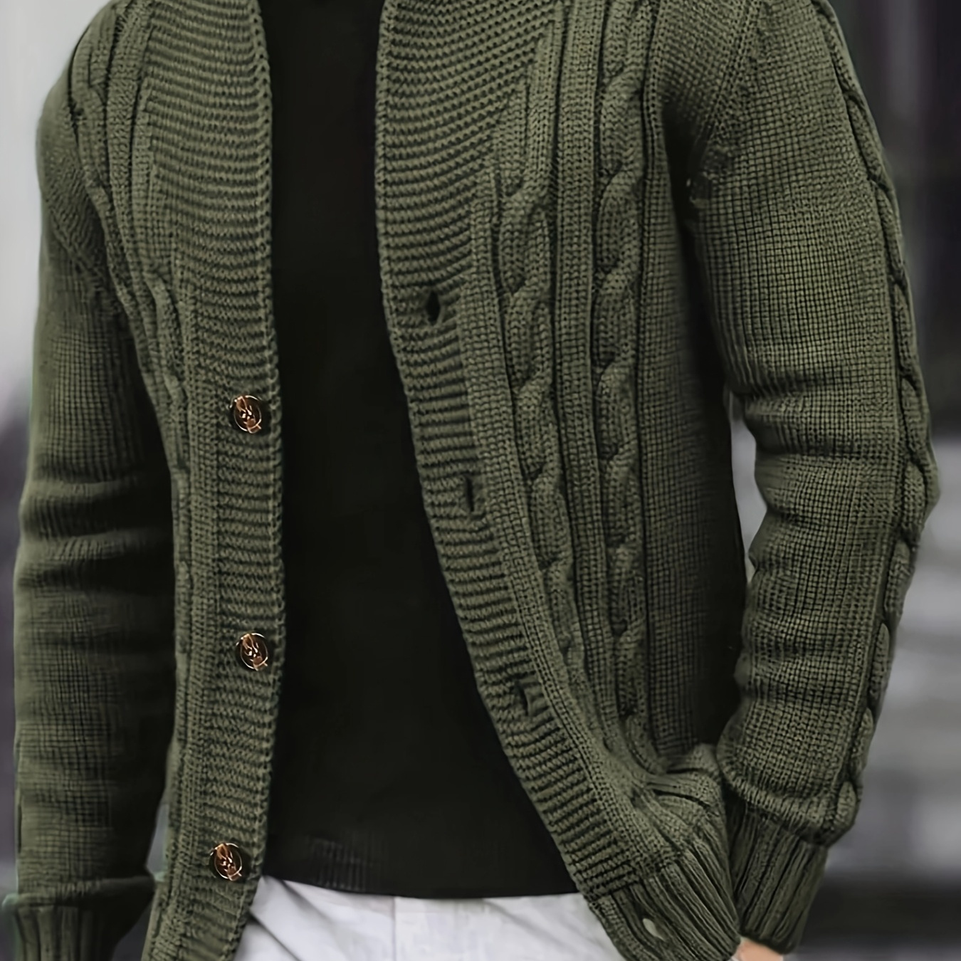 

New Solid Color Button Men' Casual -neck Knitted Cardigan Autumn And Winter Men's Sweater Top