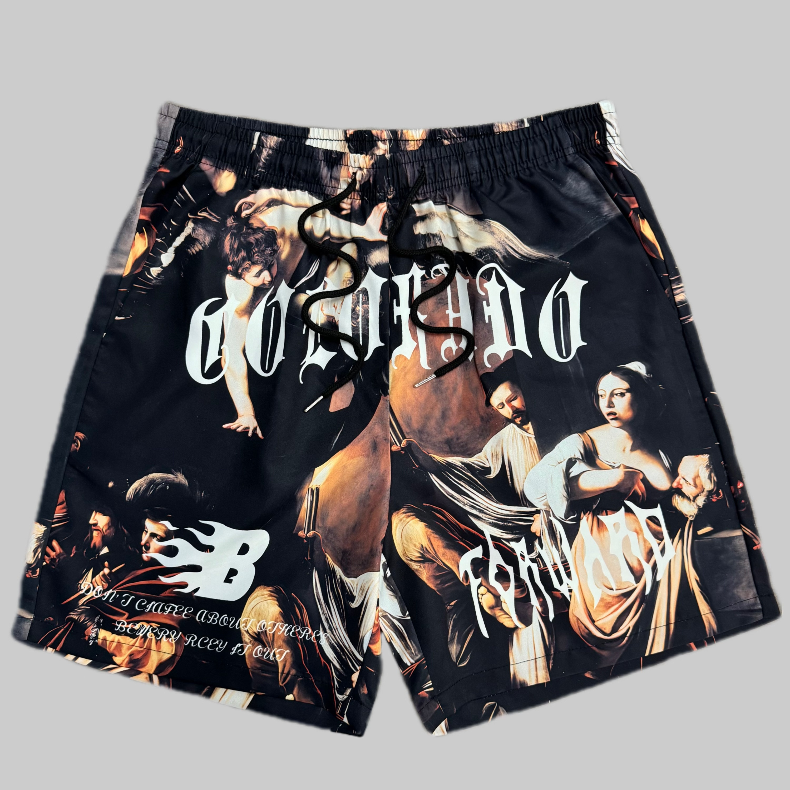 

Men's Letters & Painting Pattern Shorts With Drawstrings, Casual Versatile Shorts For Summer Daily Outdoor Streetwear