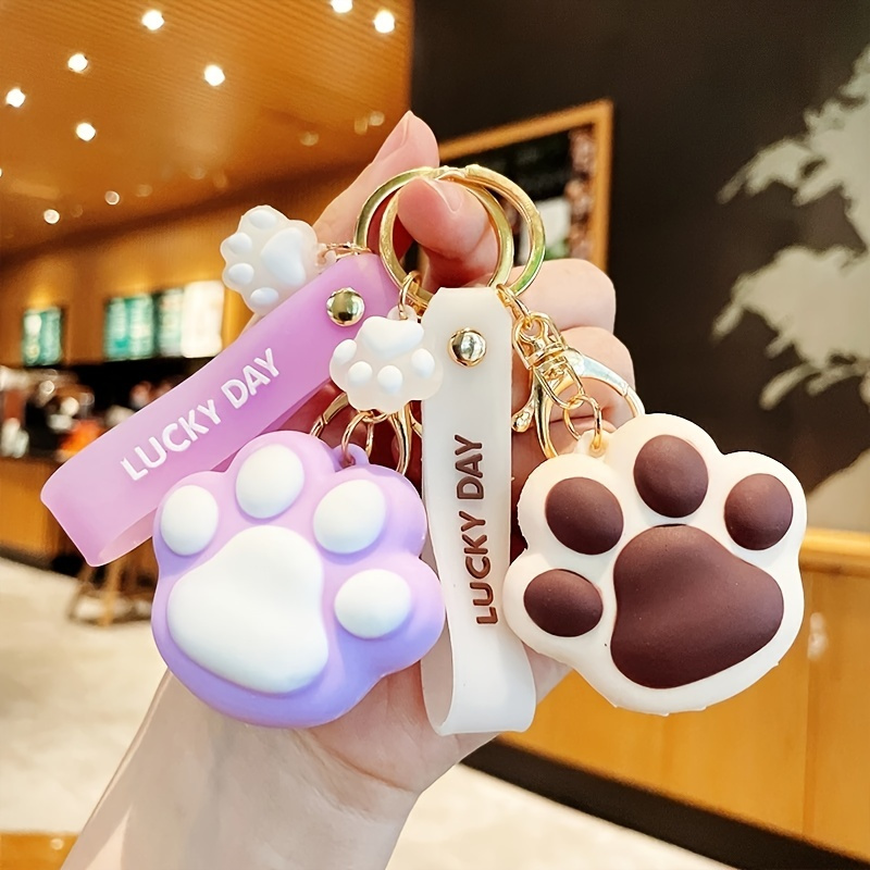 

Adorable Cat Claw Keychain: Soft Rubber Meow Kitten Pendant - Perfect Animal Jewelry Accessory For Backpack & Car Anti-lost!