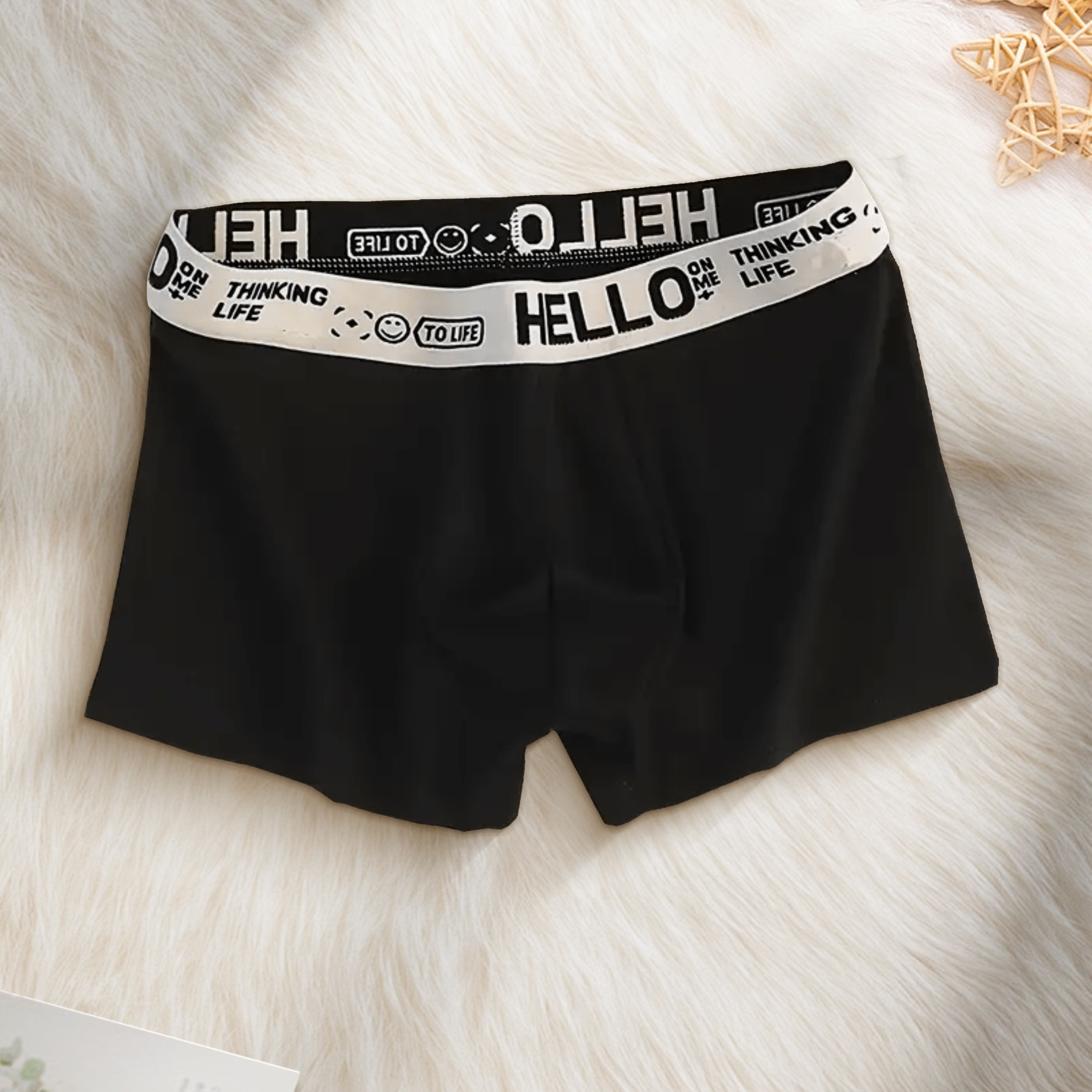 

Hello Men's Soft & Breathable Boxer Briefs - , Stretchy Polyester , Non-transparent With Embroidered Detail