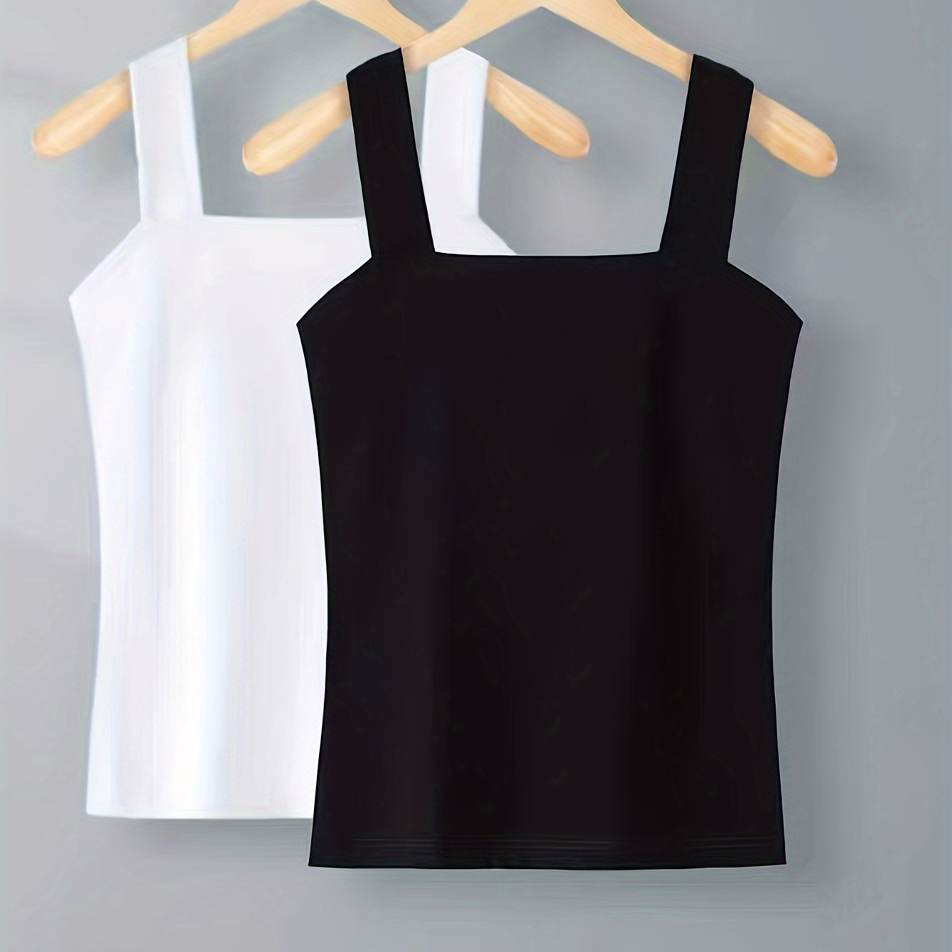 

2pcs Solid Seamless Vest Top, Simple Elastic Breathable Tank Top, Women's Lingerie & Underwear