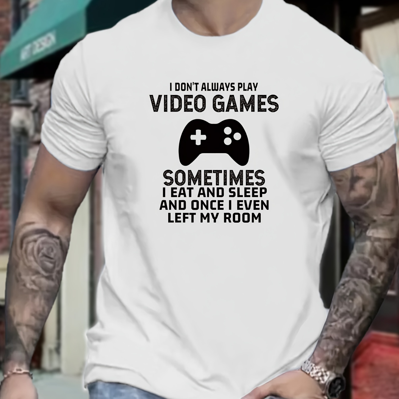 

Plus Size, Video Game Attitude Print Men's Casual Summer Oversized Graphic Tee Short Sleeve Loose T-shirt For Street Outdoor