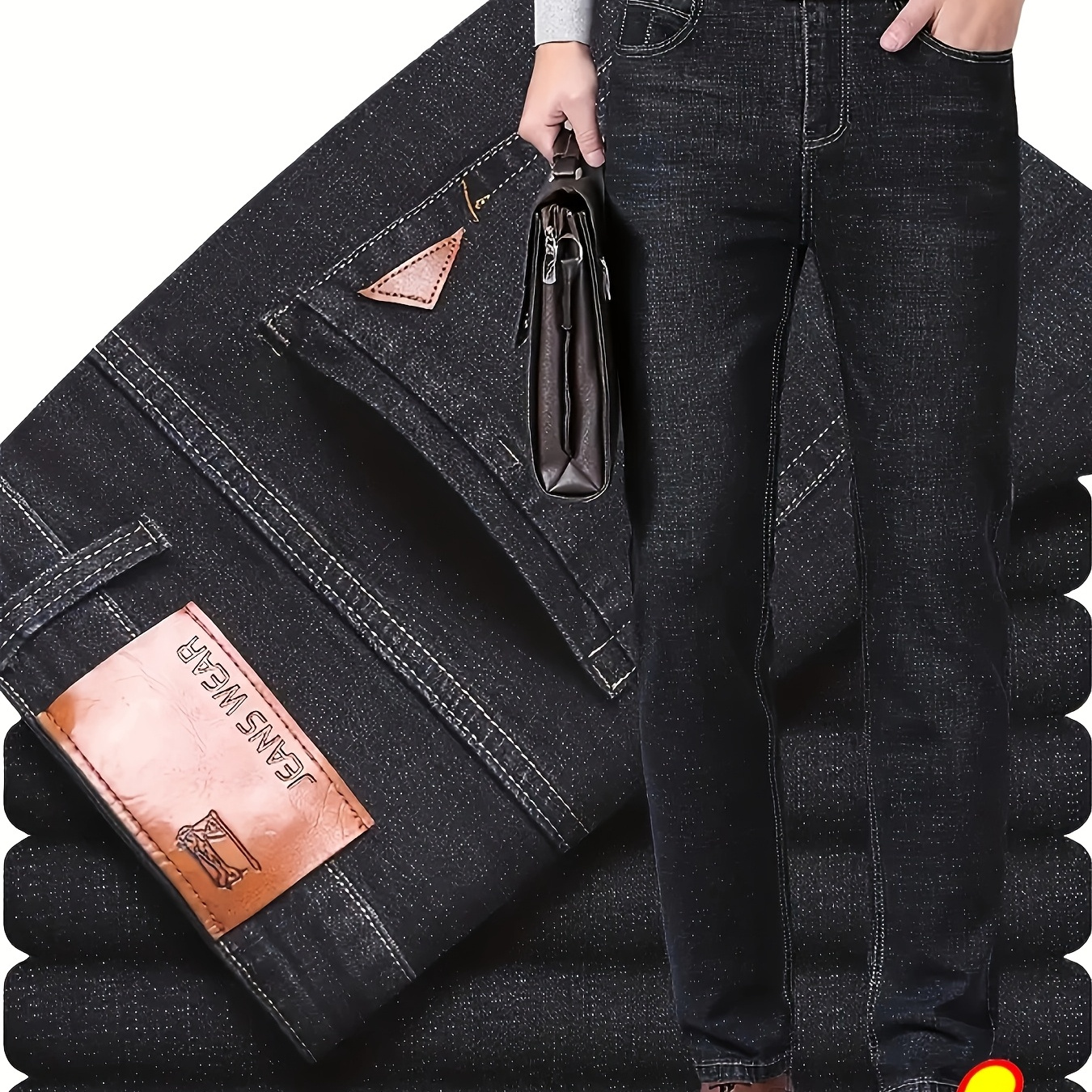 

's Four-season Jeans, Business Straight-leg Trousers.