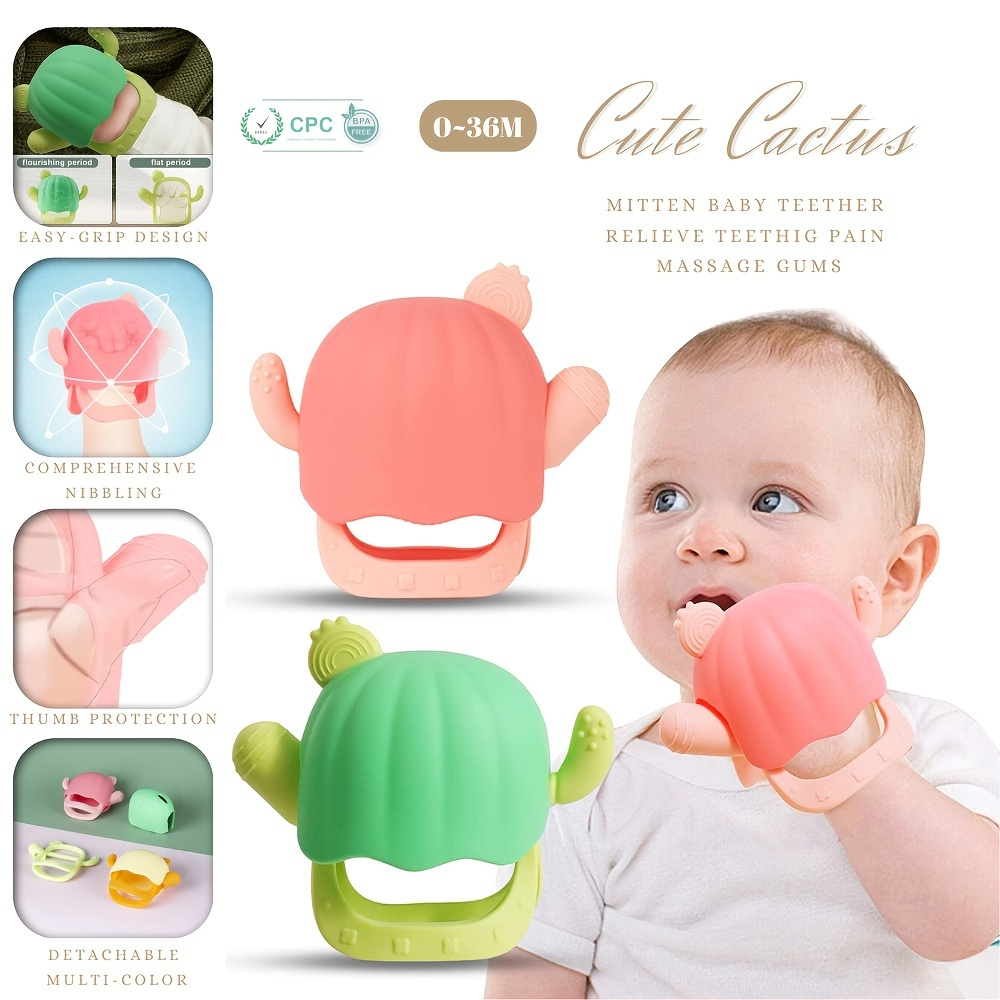 Teething Toys for Babies 0-6 Months, 2 Pack Food Grade Silicone Baby Hand  Teether for Infant 6-12 Months, Never Drop Mushroom Teether Chew Toys for