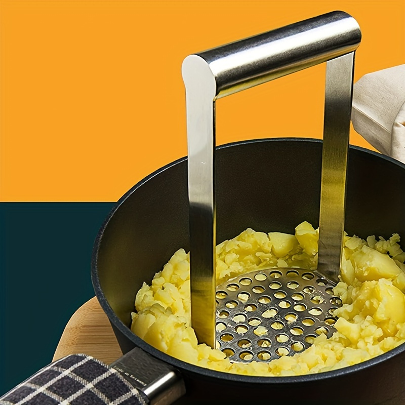 1PC Stainless Steel Potato Masher Cooked Food Smasher With Non-Slip Handle  Fruit Vegetable Smash Tool