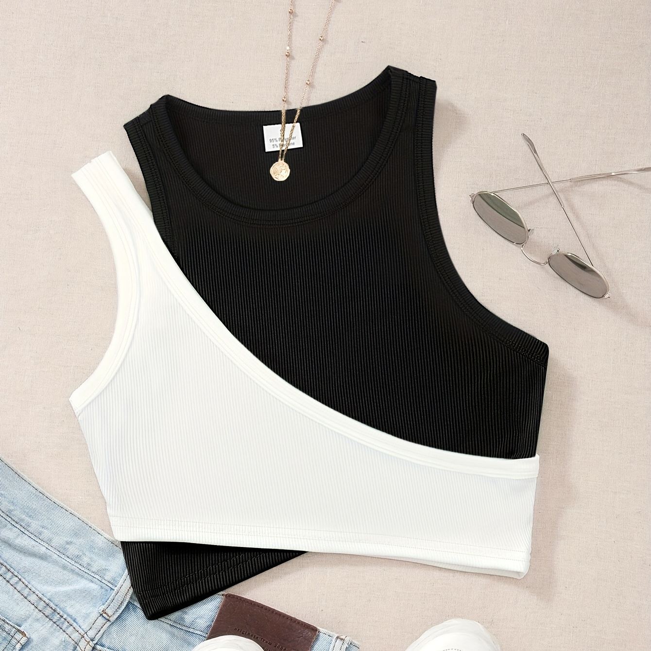 

Color Block Crew Neck Tank Top, Casual Sleeveless Tank Top For Summer, Women's Clothing