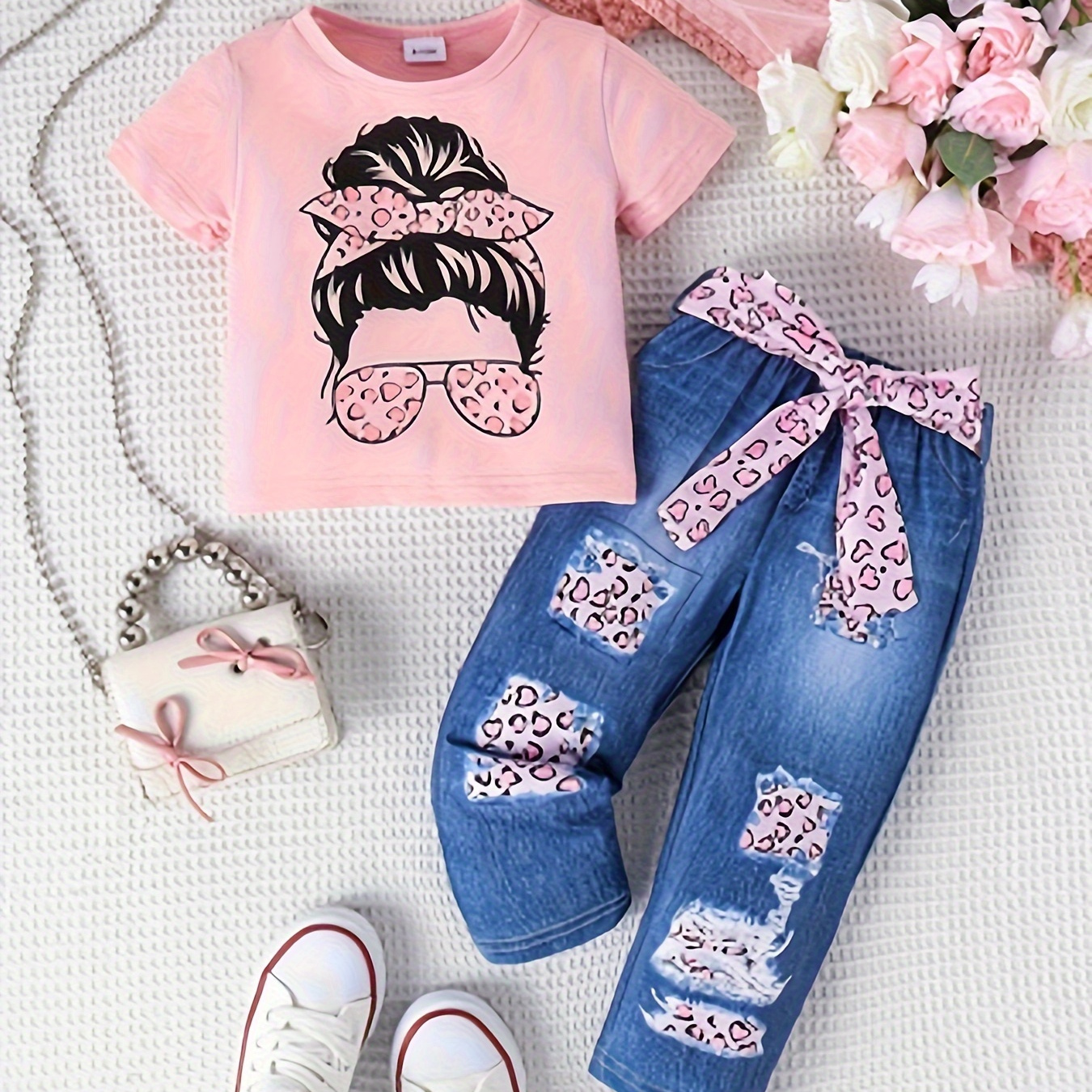 

's Sunglasses 2pcs Outfit, T- & Pattern Pants Set, Toddler & Infant 's Clothes For //, Cloth