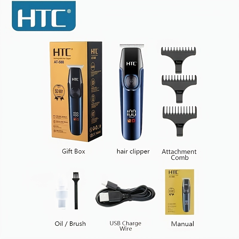 AIKIN HTC Rechargeable Hair Clipper Lithium Battery Zero Gapped Facial  Split End Hair Cutting Machine Mini Cordless Trimmer Men