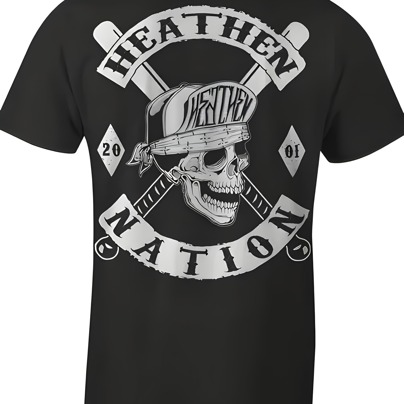 

Men's "hethen " Skull Graphic T-shirt - 100% Cotton, Casual & Trendy, Machine Washable, Short Sleeve, Black With ,