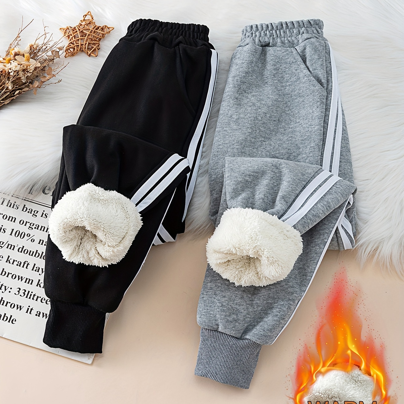 

2pcs ' Fleece-lined - & Pants Waist For Boys And , For , For