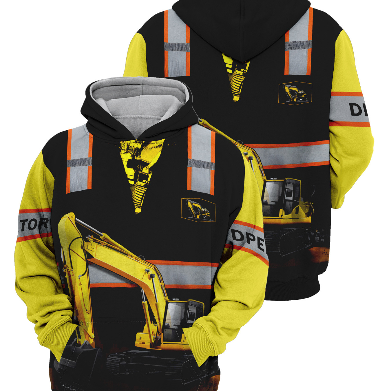 

Men's Excavator Pattern Hoodie, Breathable Long Sleeve Sports Hooded Sweatshirt For Outdoor